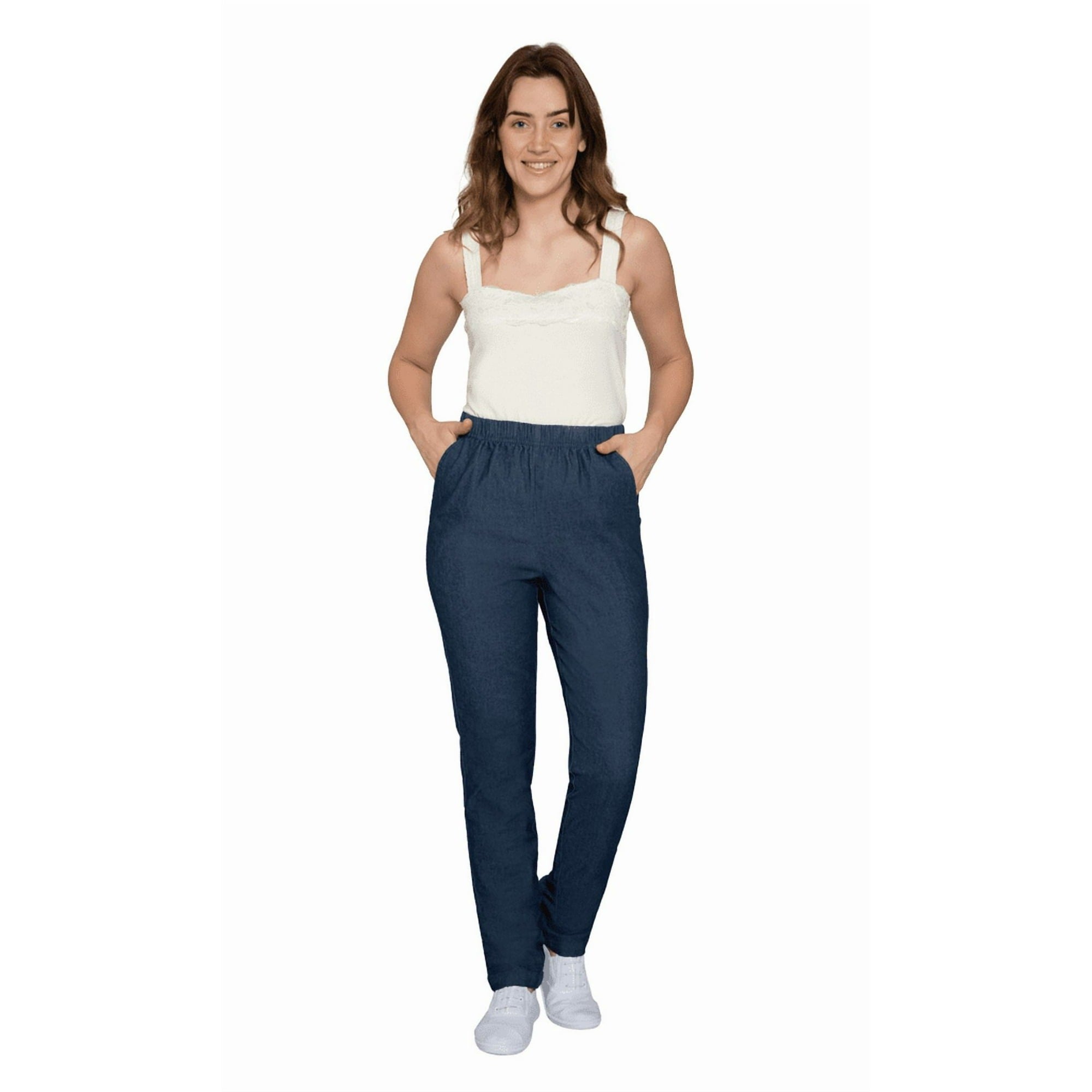 Women's Elastic Waist Pull On Denim Jeans - Soft & Lightweight with a bit Stretch