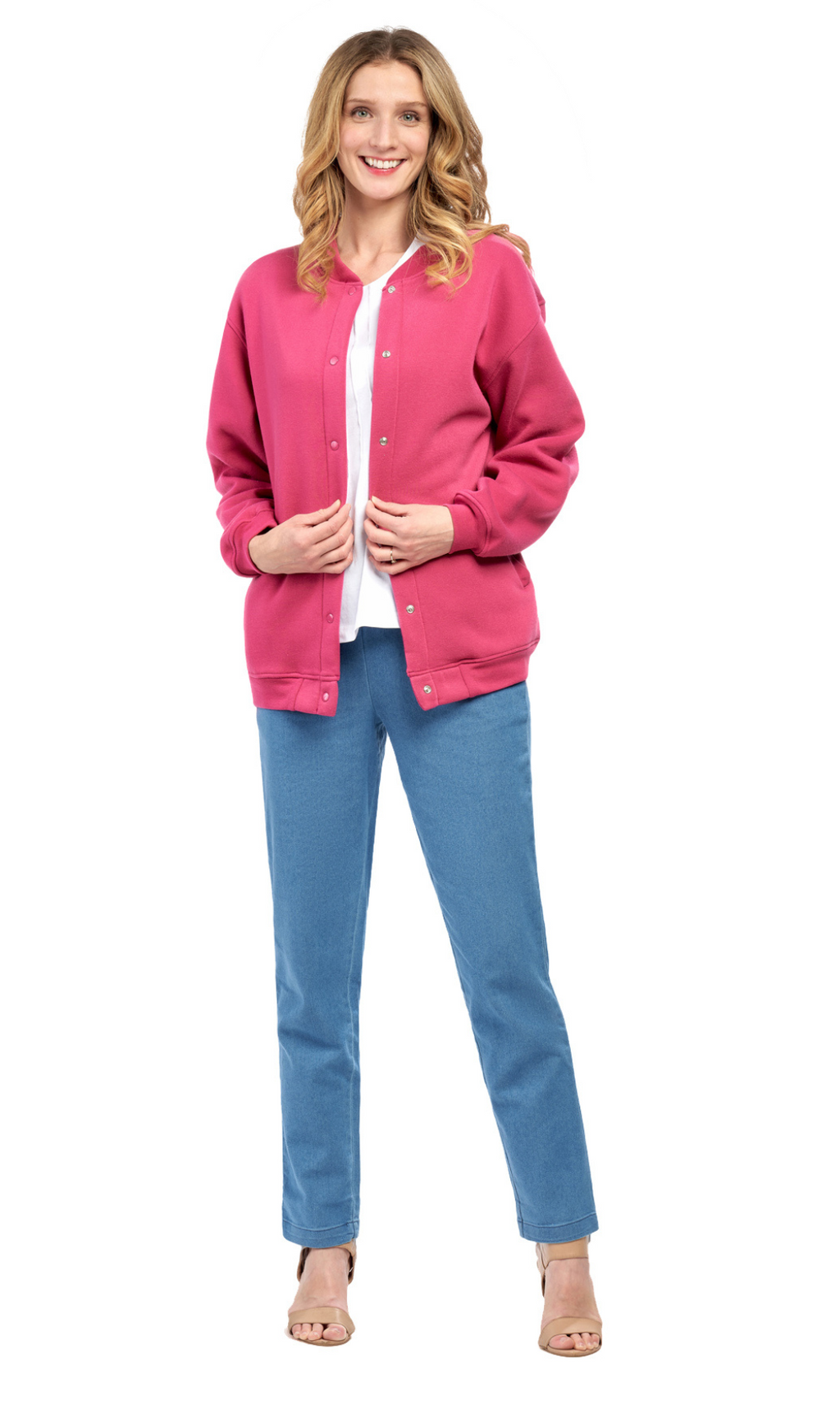 Womens Snap Up Jacket - Soft, Fleecy Lining for Three-Season Comfort