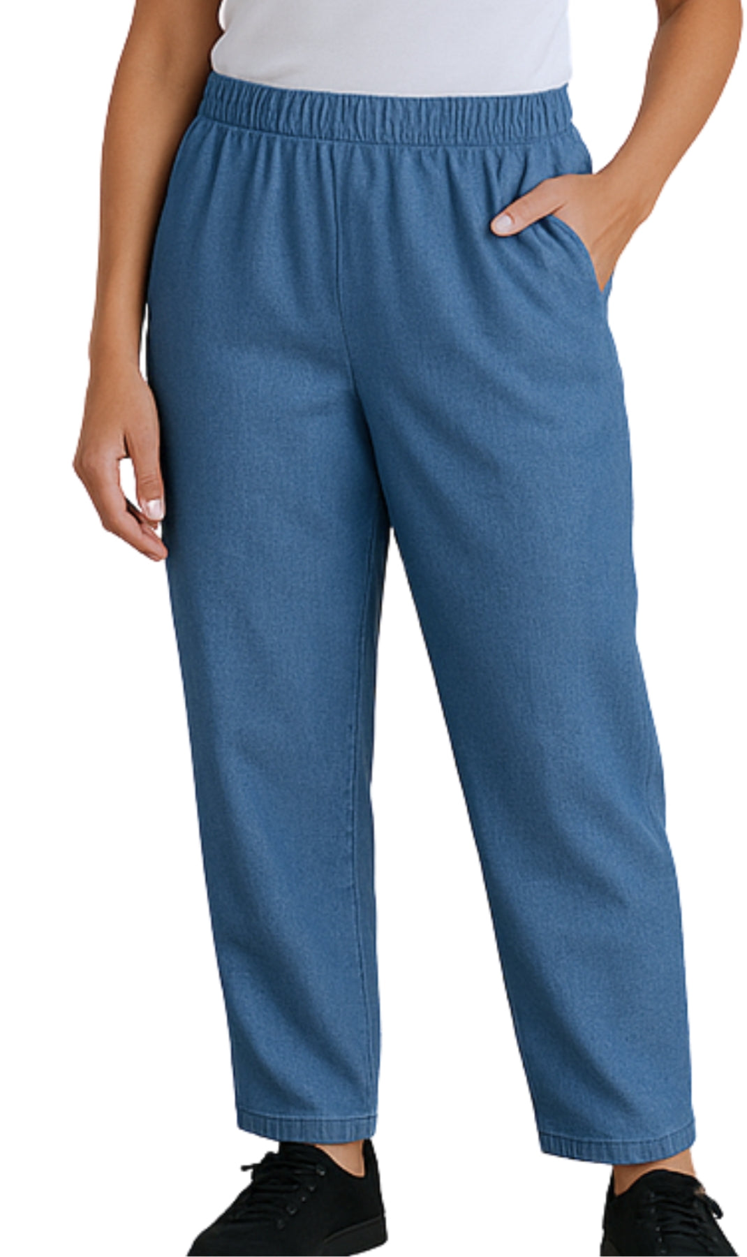 Women's Elastic Waist Pull On Denim Jeans - Soft & Lightweight with a bit Stretch