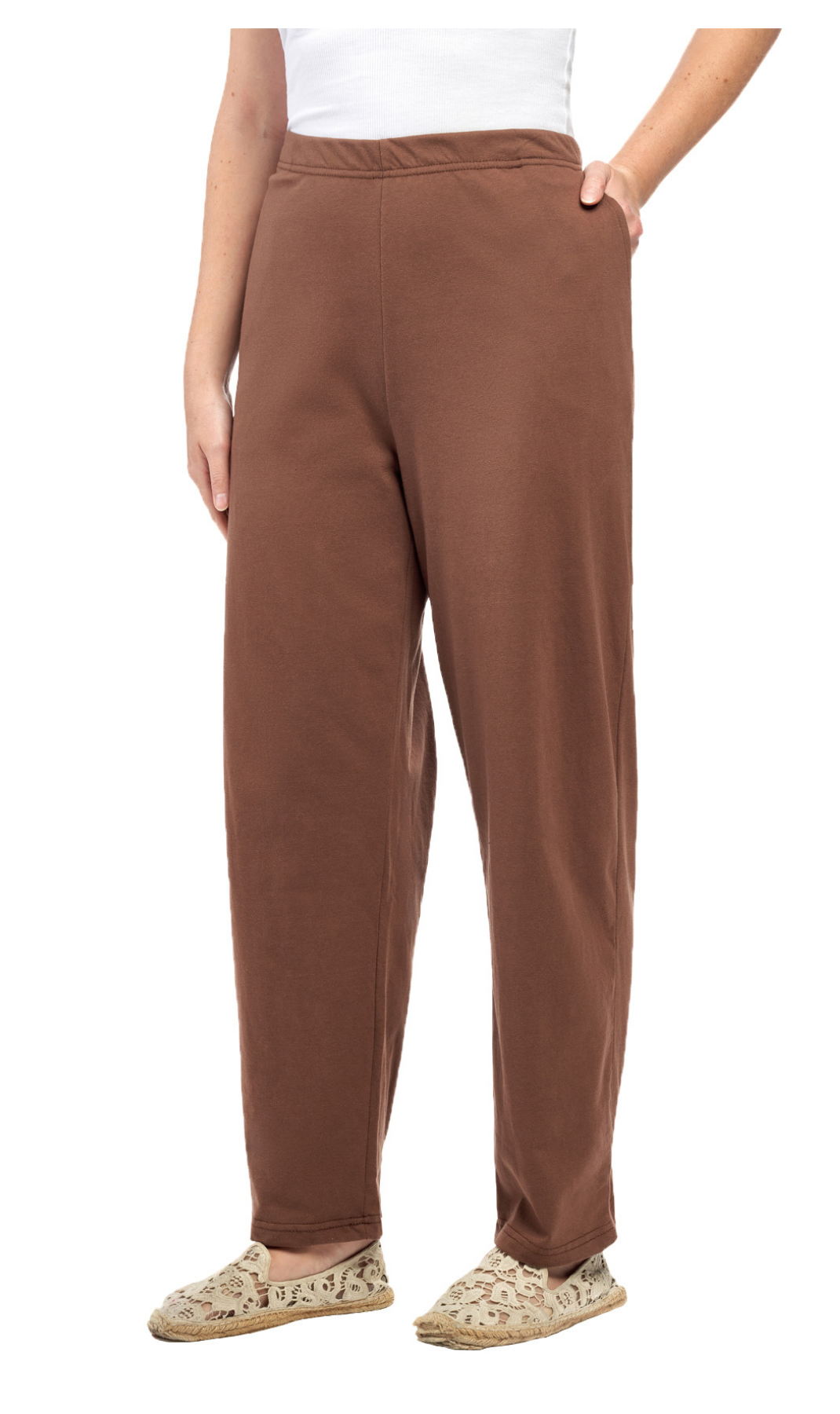 Women's Knit Pull on Pants - Cotton Blend with Flat Front waistband