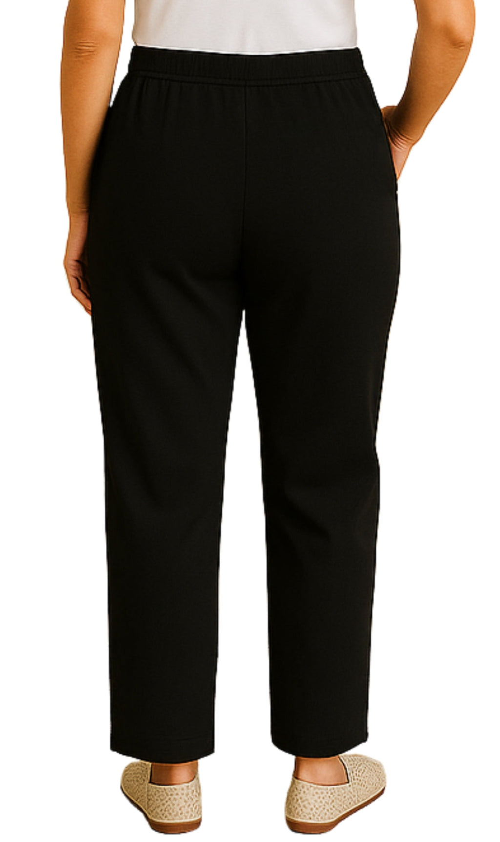 Women's Knit Pull on Pants - Cotton Blend with Flat Front waistband