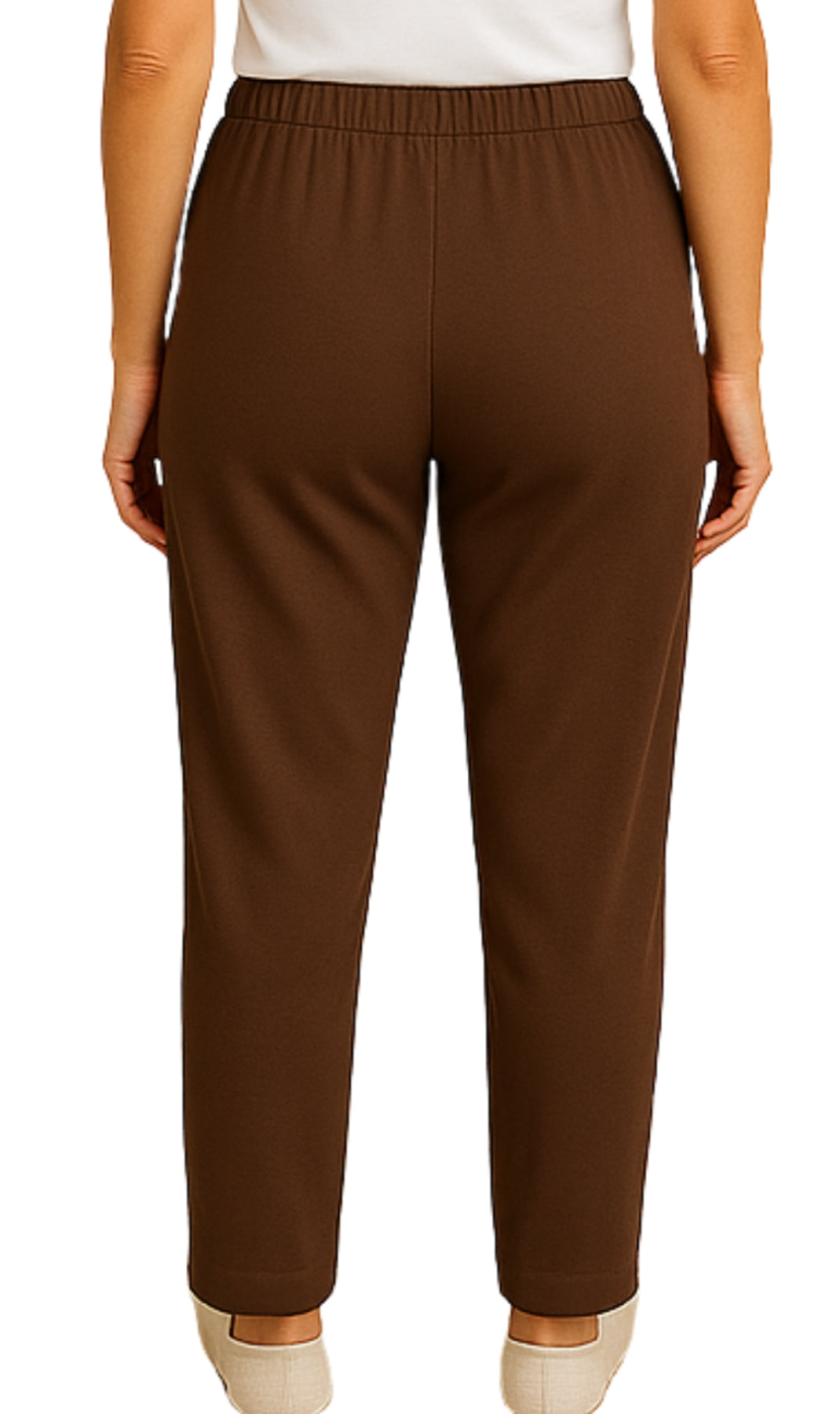 Women's Knit Pull on Pants - Cotton Blend with Flat Front waistband