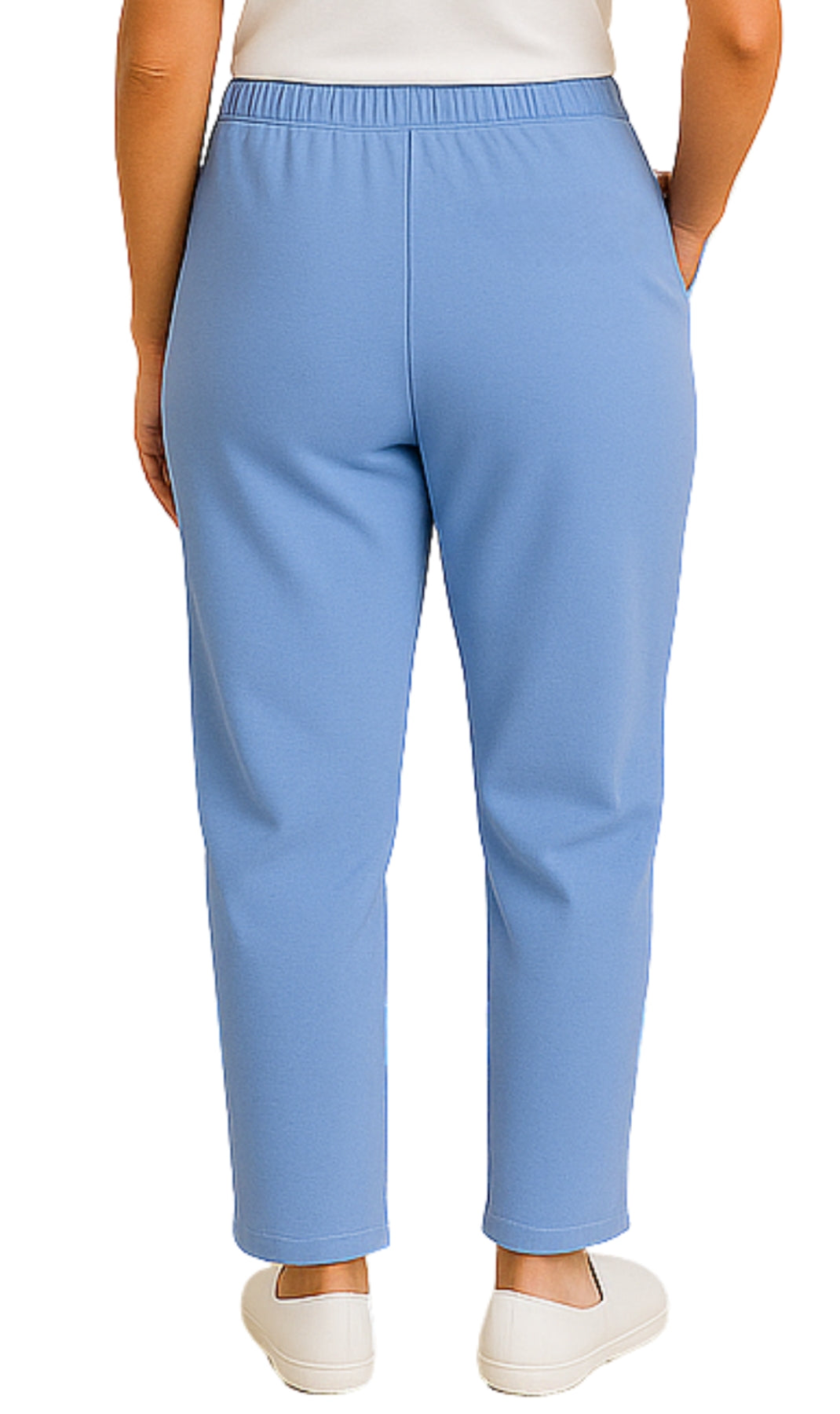 Women's Knit Pull on Pants - Cotton Blend with Flat Front waistband