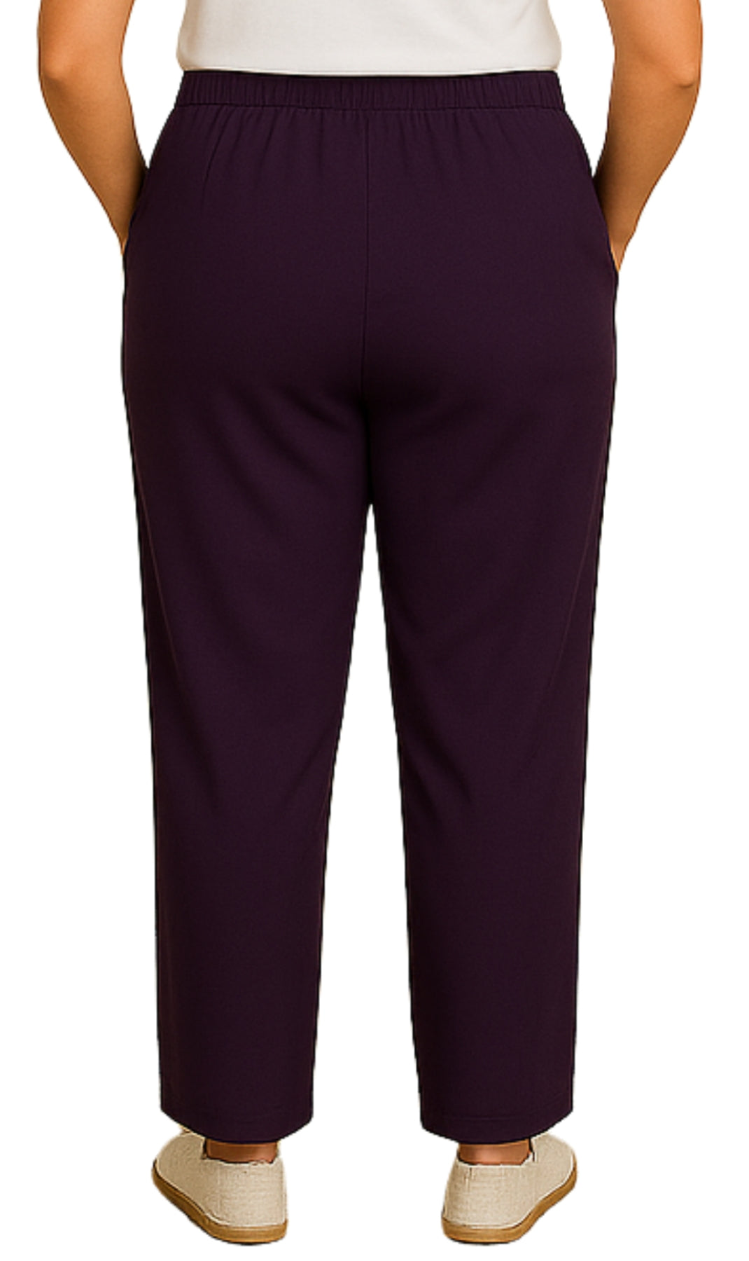 Women's Knit Pull on Pants - Cotton Blend with Flat Front waistband