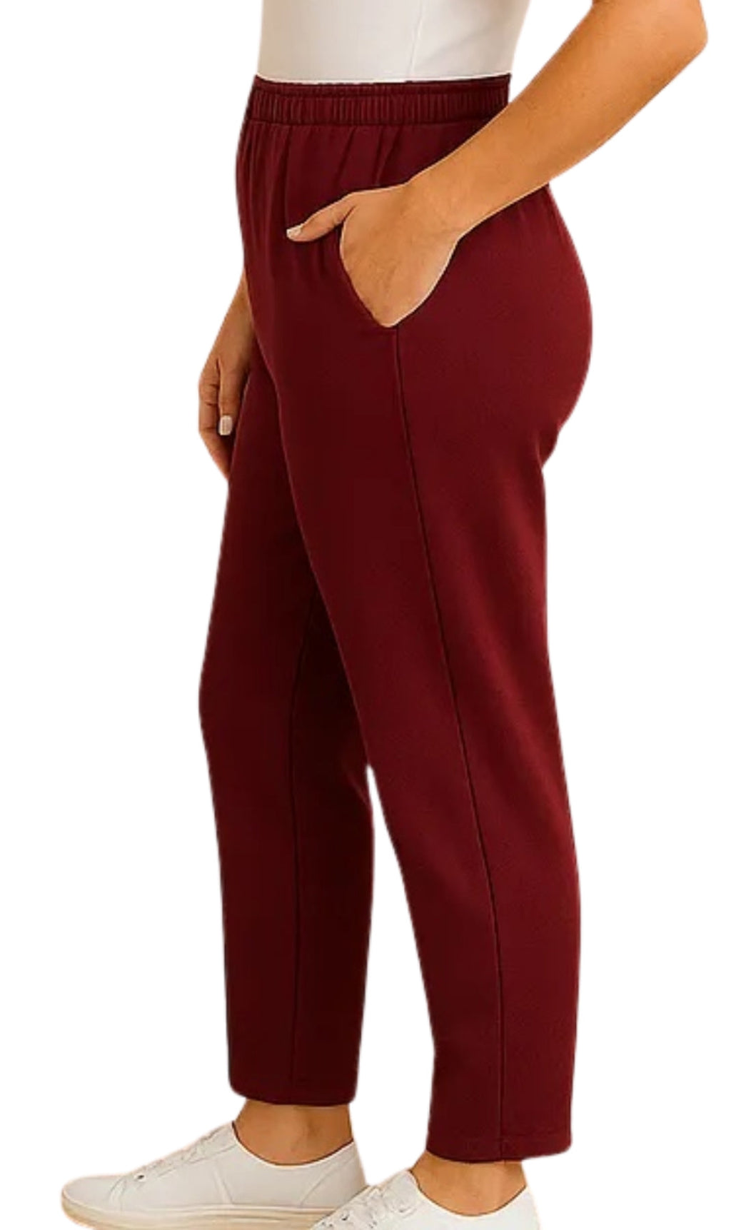 Women's Knit Pull on Pants - Cotton Blend with Flat Front waistband