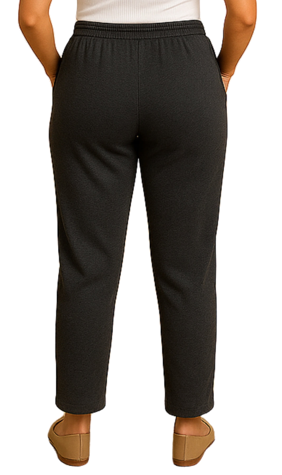 Women's Knit Pull on Pants - Cotton Blend with Flat Front waistband