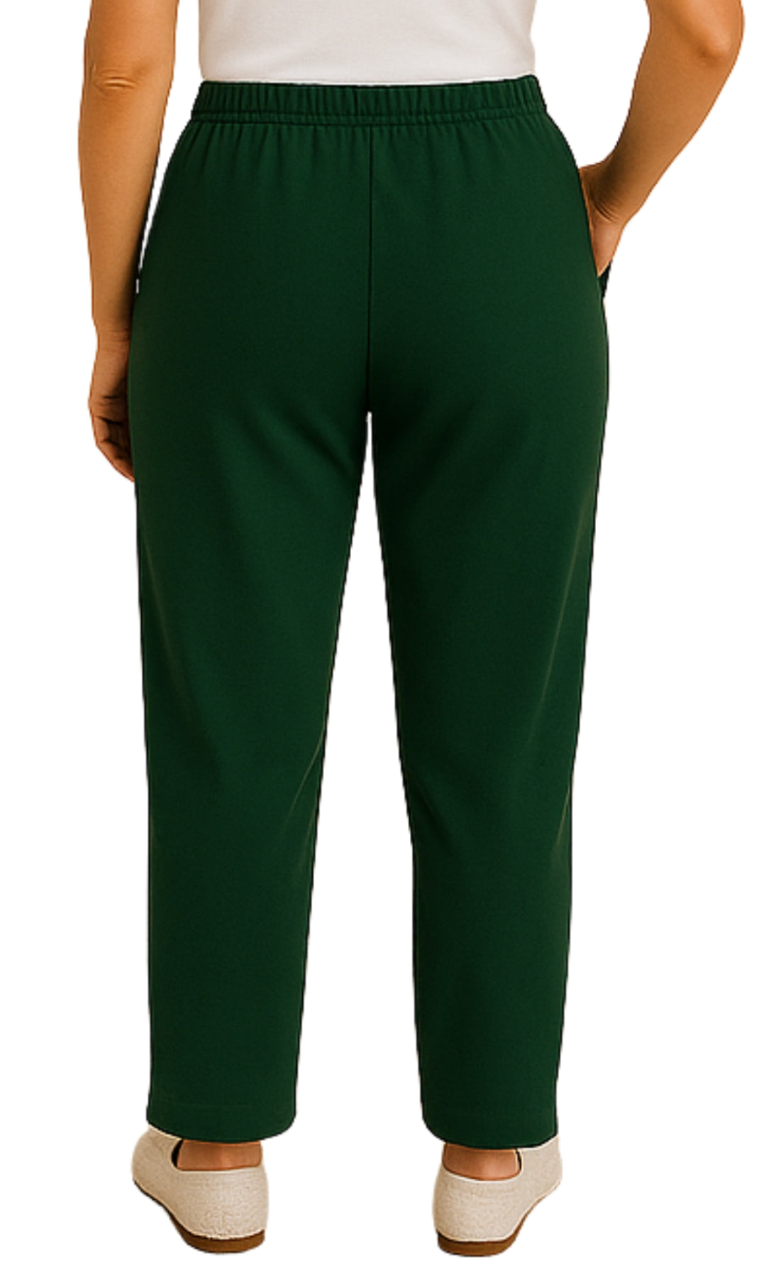 Women's Knit Pull on Pants - Cotton Blend with Flat Front waistband