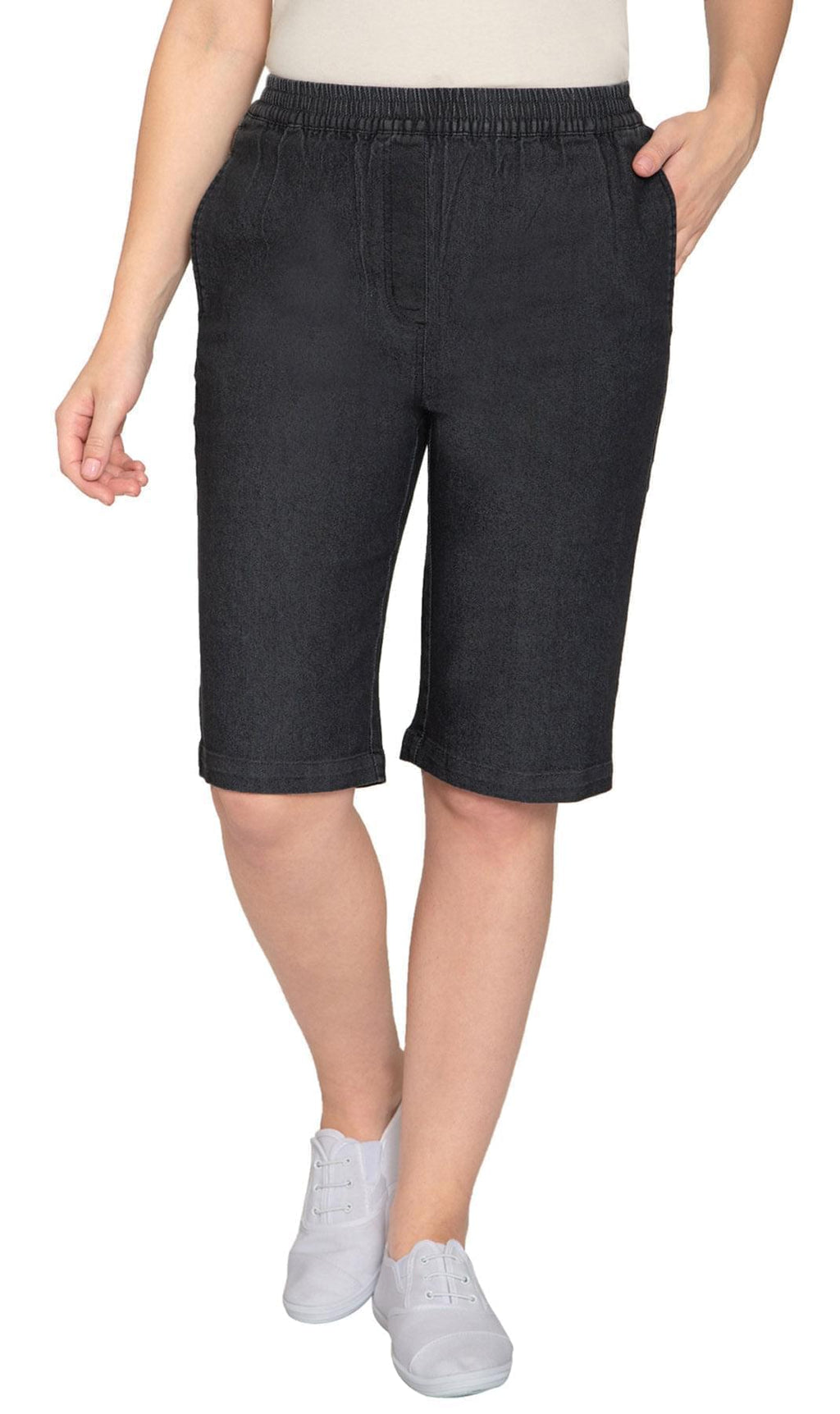 Women's Easy Pull on Bermuda Shorts in Denim and Twill