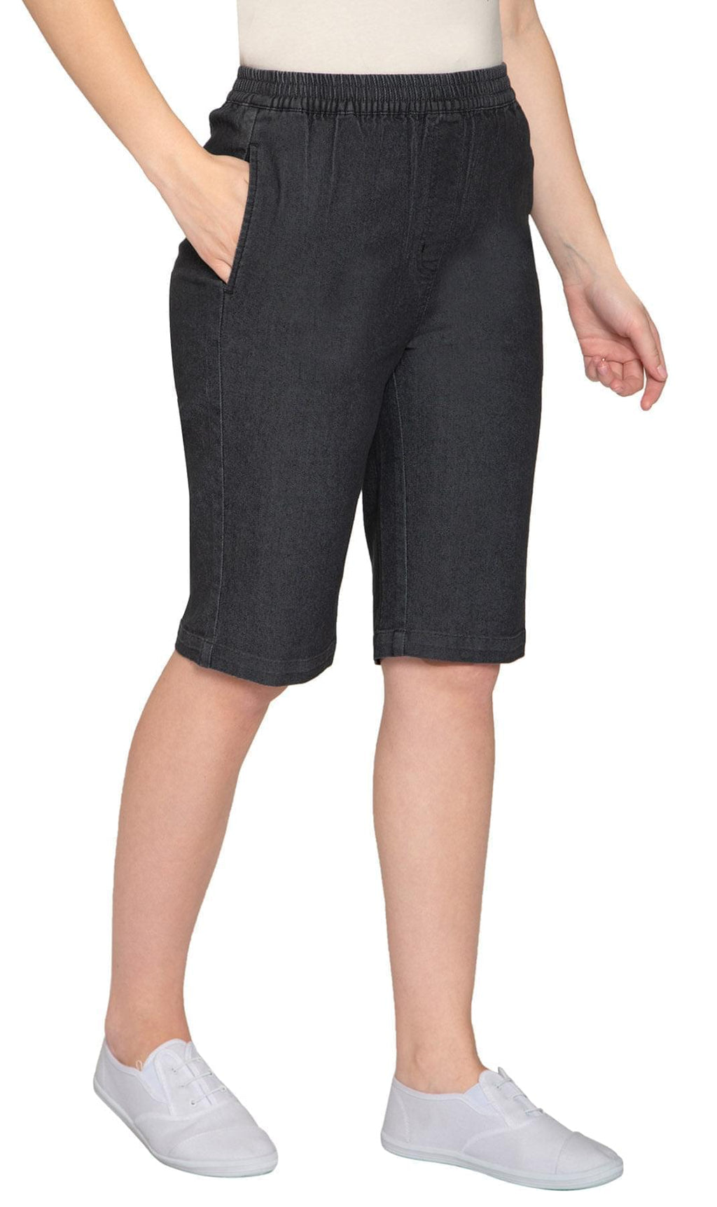 Women's Easy Pull on Bermuda Shorts in Denim and Twill