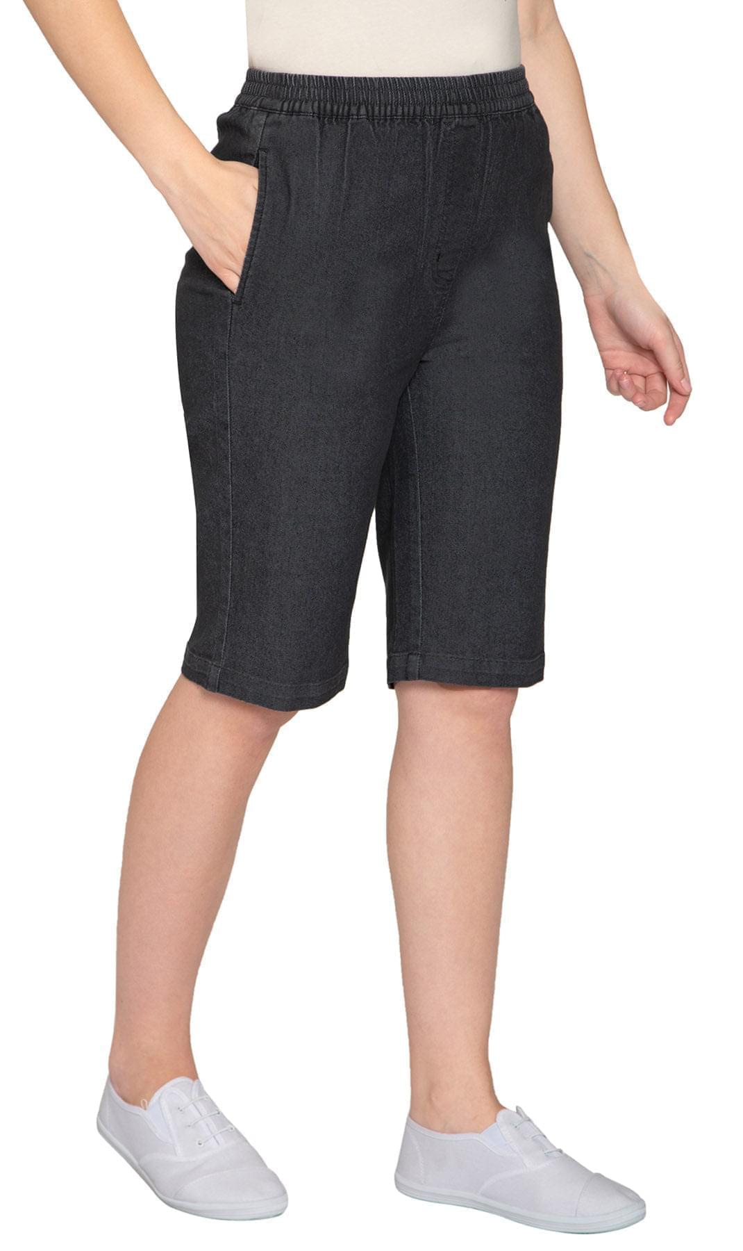 Women's Easy Pull on Bermuda Shorts in Denim and Twill