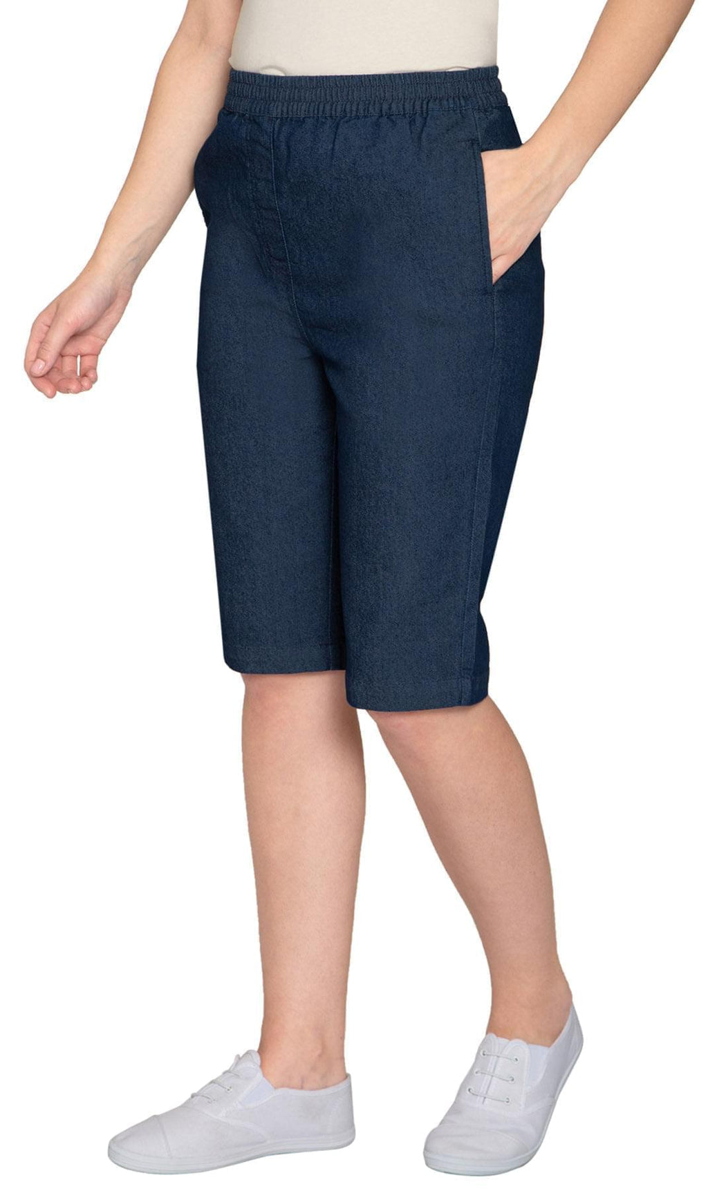 Women's Easy Pull on Bermuda Shorts in Denim and Twill