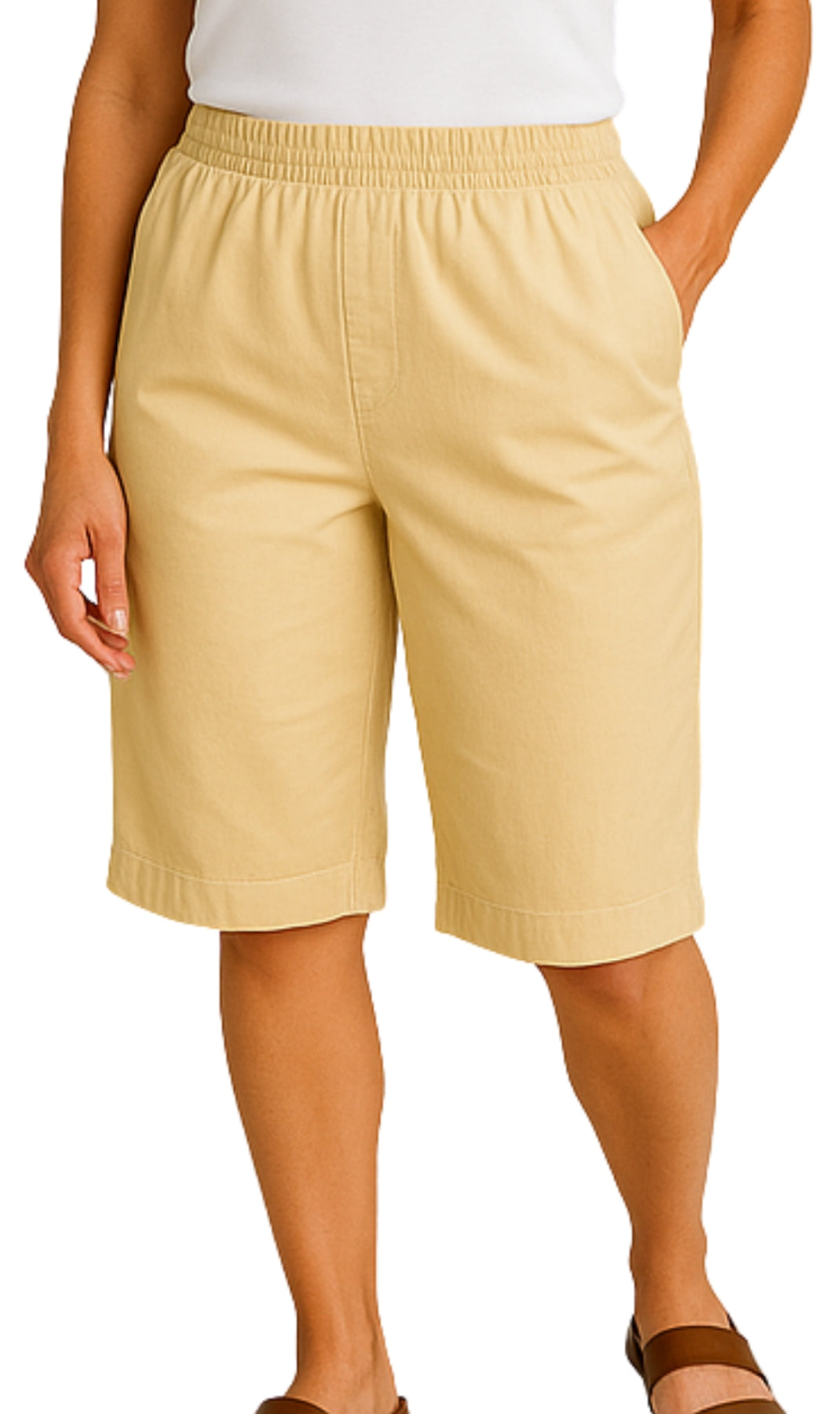 Women's Easy Pull on Bermuda Shorts in Denim and Twill