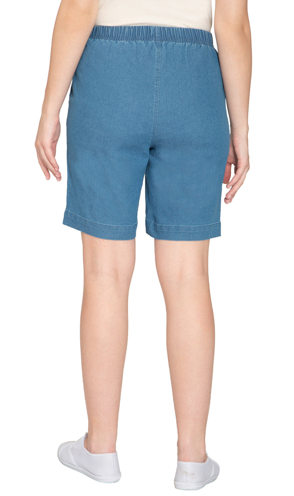 Women's Pull On Denim & Twill Shorts with stretch waist - No zipper or buttons