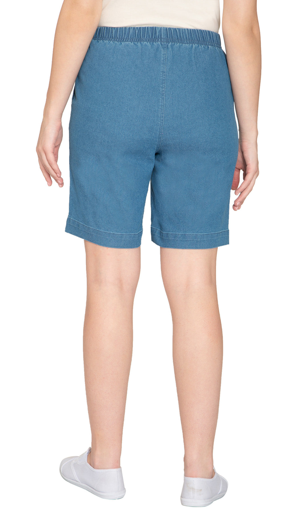 Women's Pull On Denim & Twill Shorts with stretch waist - No zipper or buttons