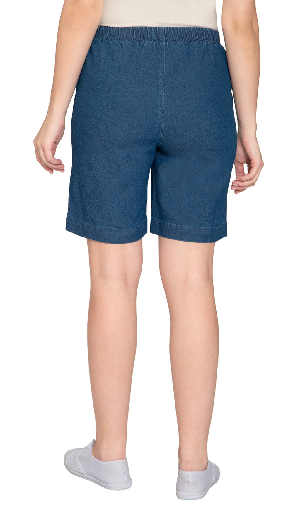 Women's Pull On Denim & Twill Shorts with stretch waist - No zipper or buttons