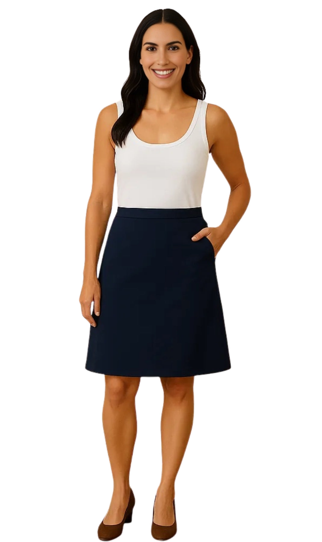 Women's Pull on Skort in Twill with Elastic Waist and Front Pockets