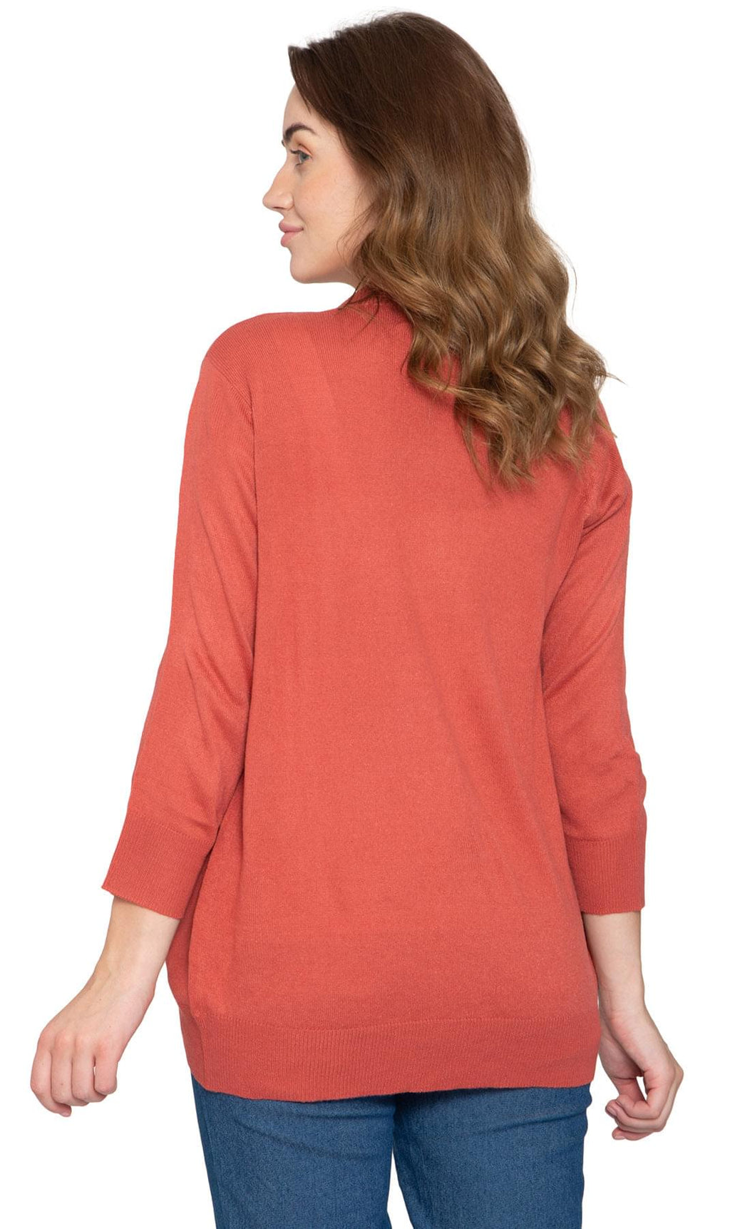 Women's Curved Hem Cardigan - Open Front in Soft Cashmere like Fabric