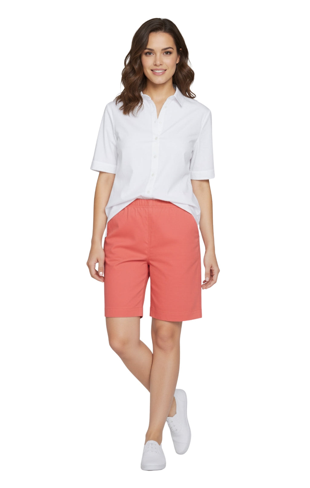 Women's Pull On Denim & Twill Shorts with stretch waist - No zipper or buttons