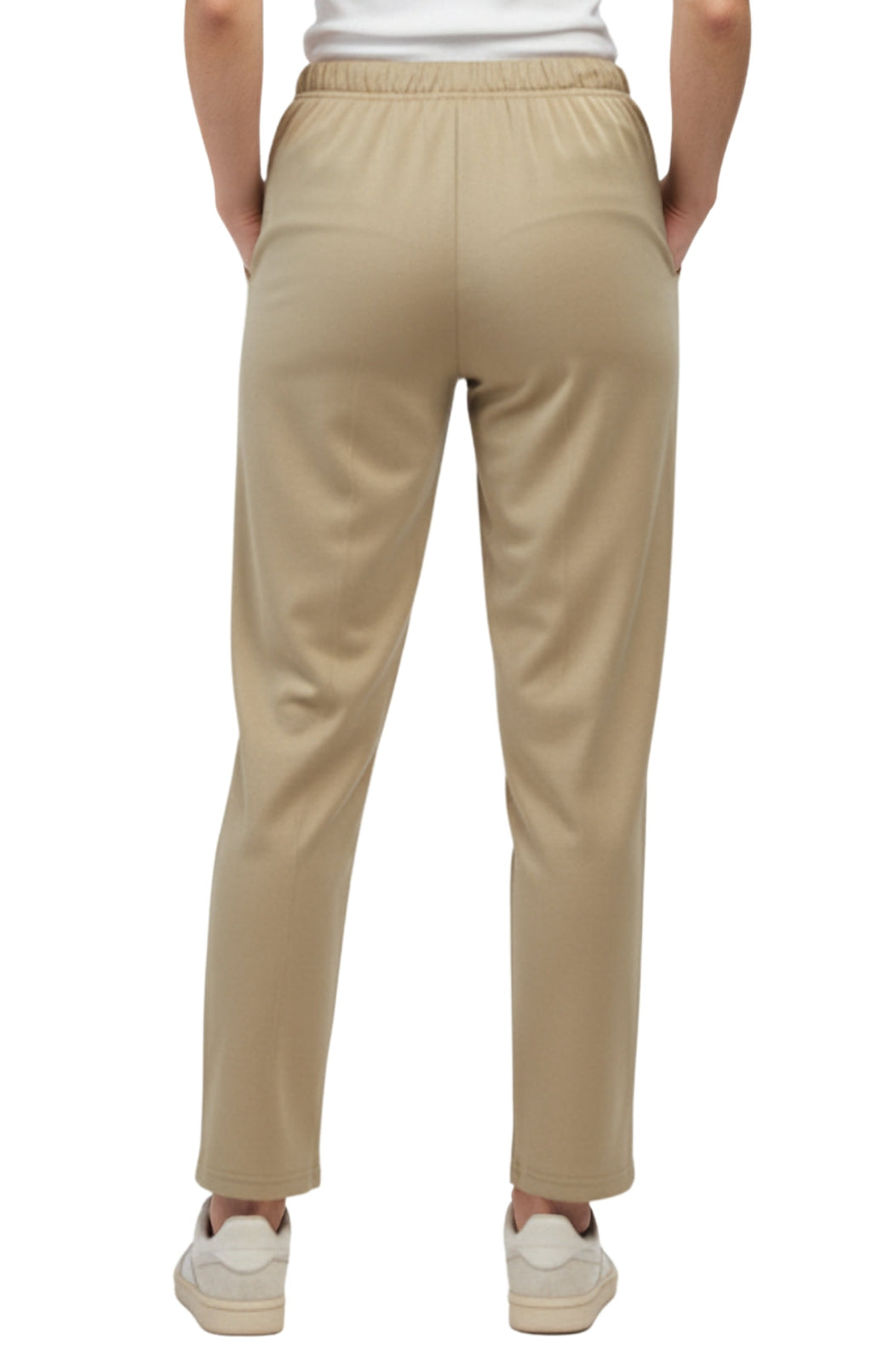 Womens Classic Poly Knit Pants - Pull On Slacks with Elastic Waist