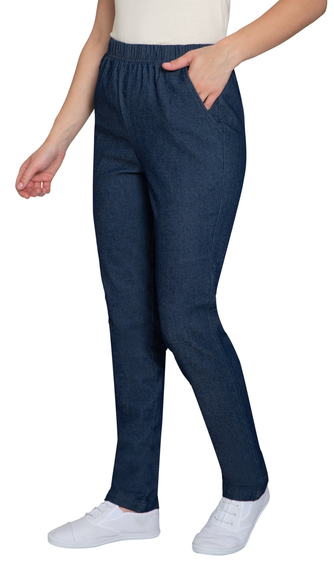 Women's Elastic Waist Pull On Denim Jeans - Soft & Lightweight with a bit Stretch
