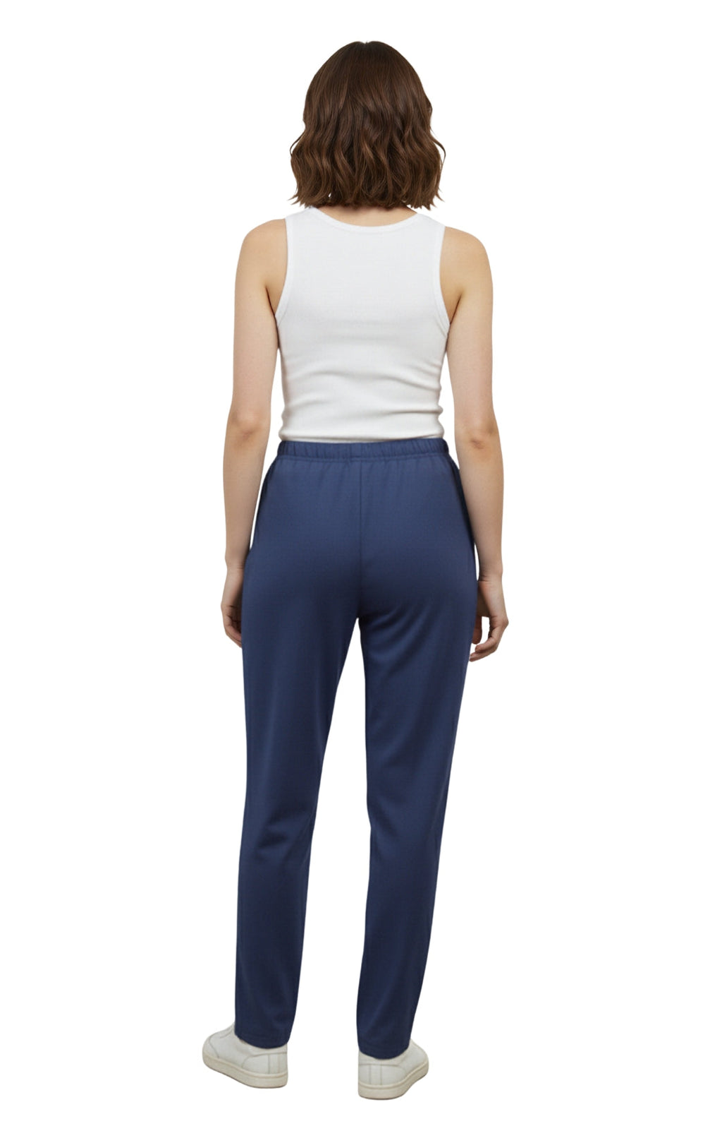 Womens Classic Poly Knit Pants - Pull On Slacks with Elastic Waist
