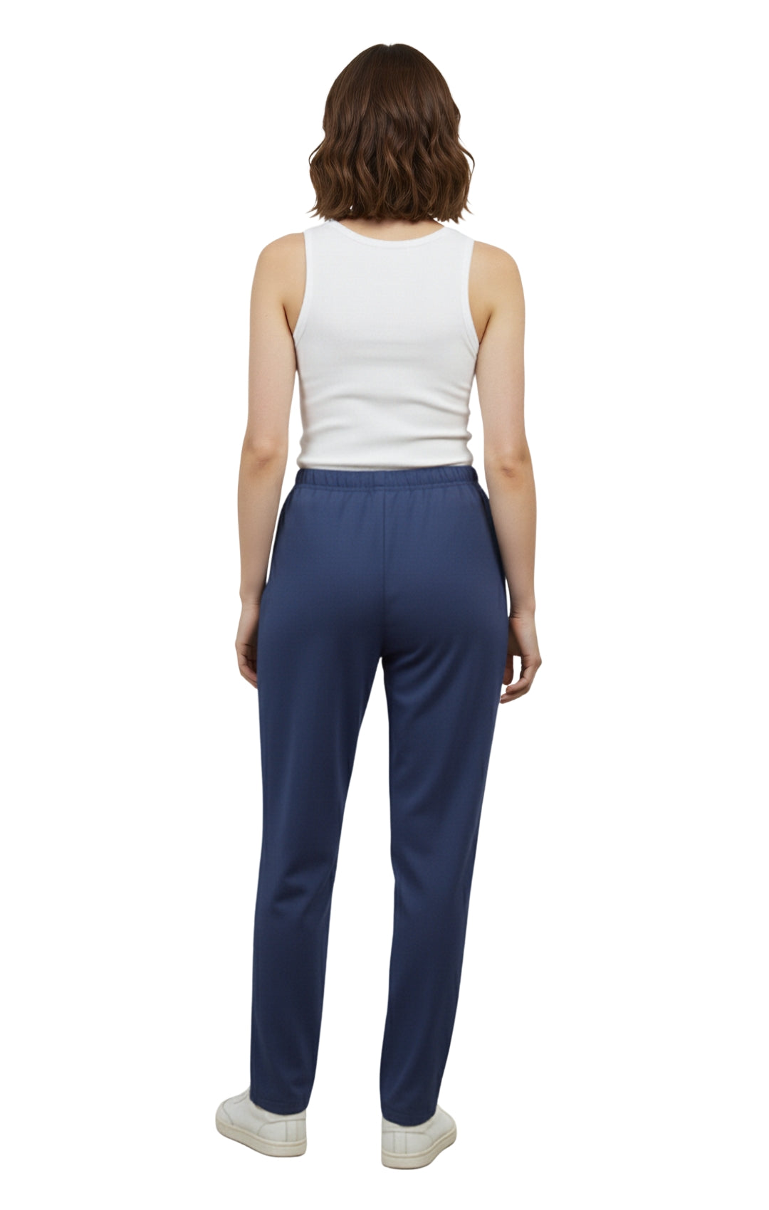 Womens Classic Poly Knit Pants - Pull On Slacks with Elastic Waist
