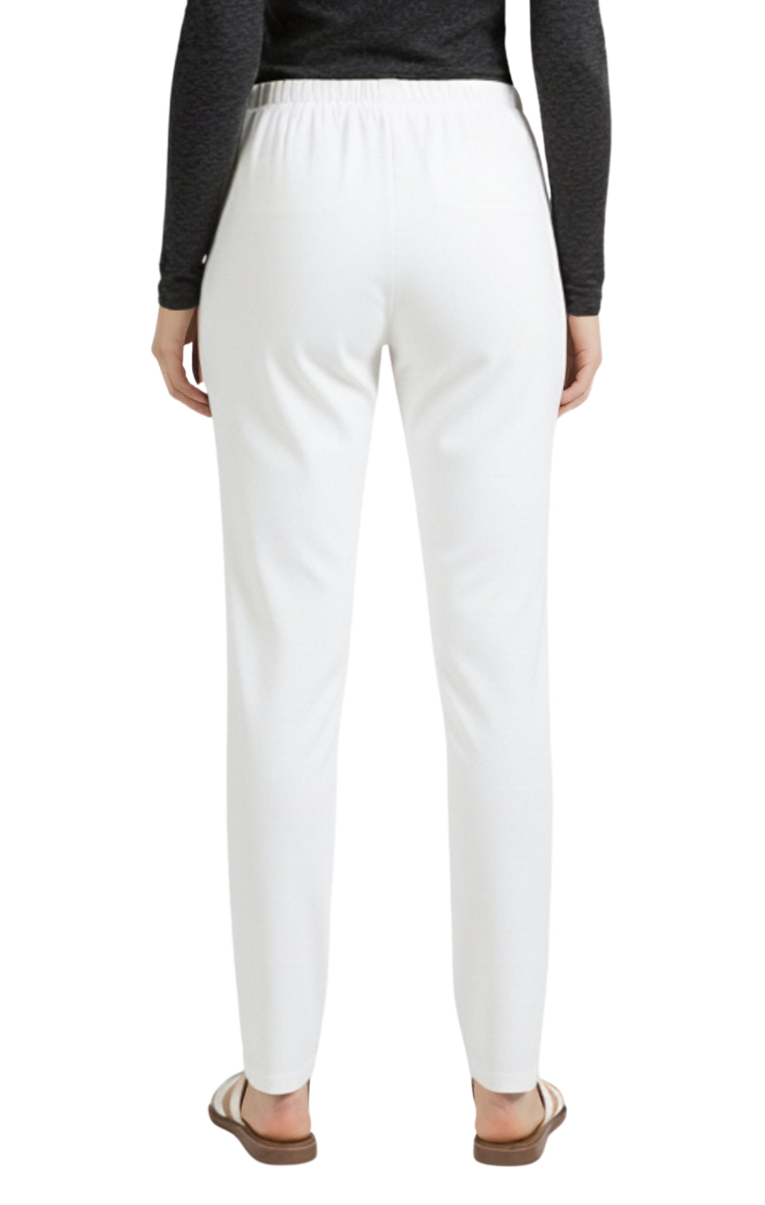 Womens Classic Poly Knit Pants - Pull On Slacks with Elastic Waist