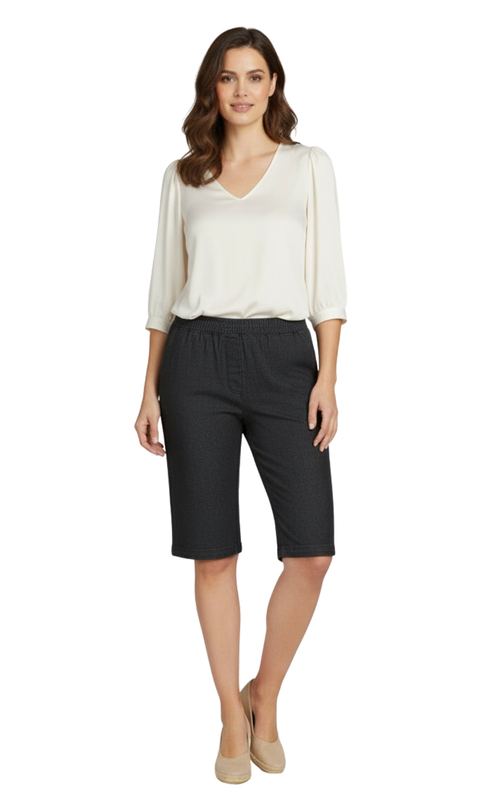 Women's Easy Pull on Bermuda Shorts in Denim and Twill