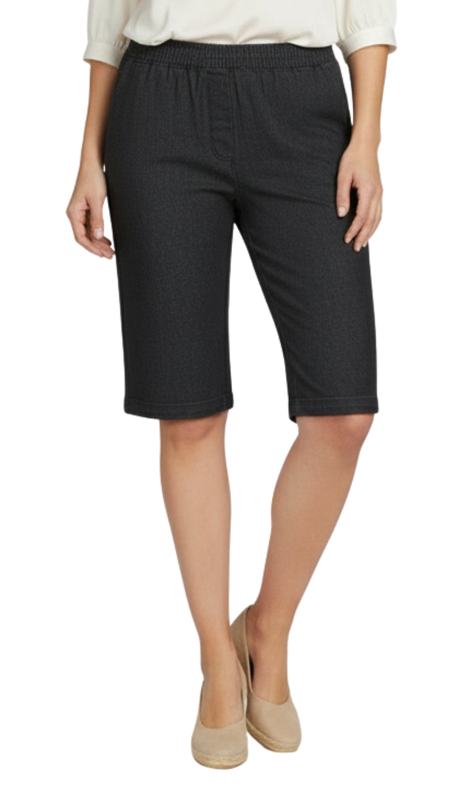 Women's Easy Pull on Bermuda Shorts in Denim and Twill