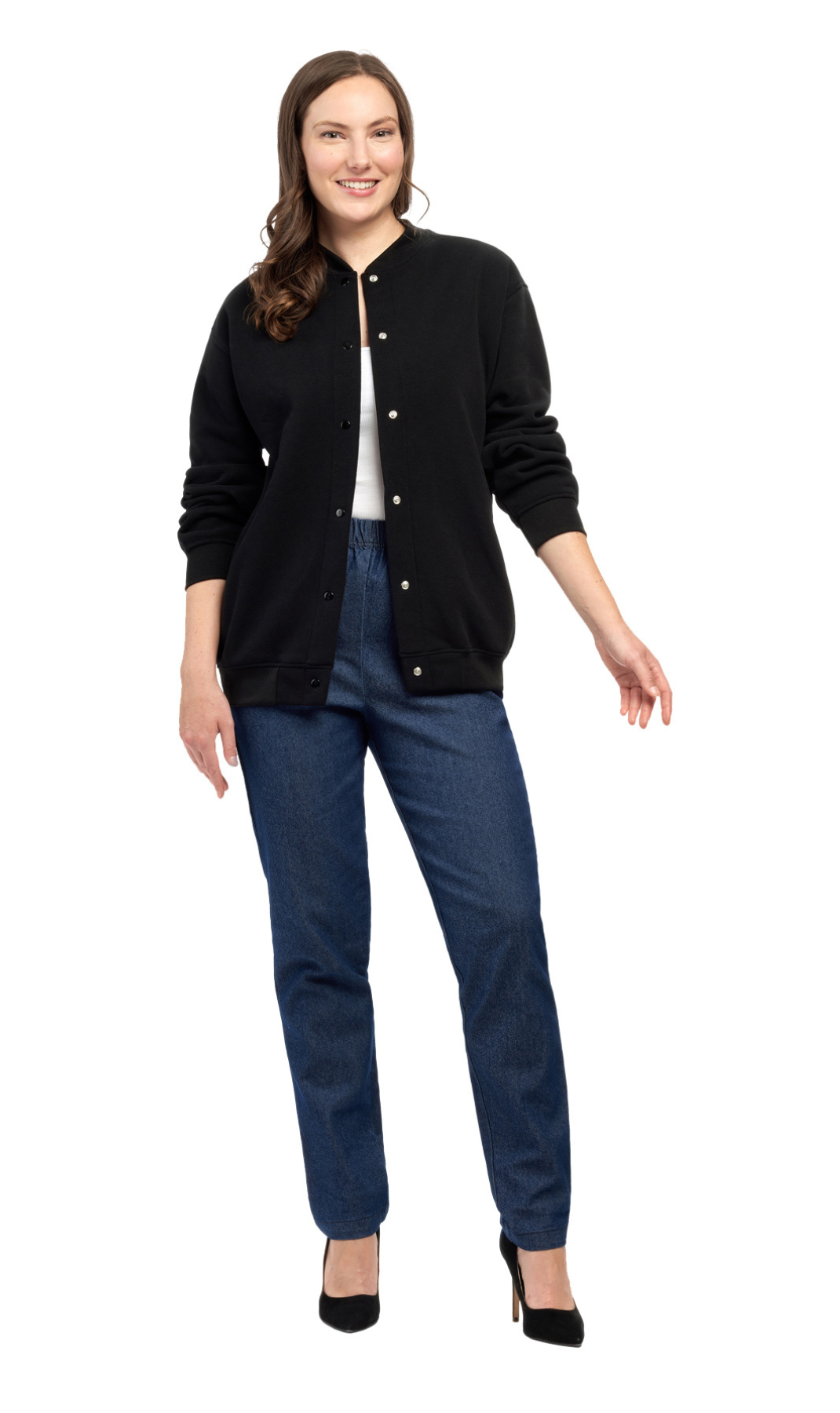 Womens Snap Up Jacket - Soft, Fleecy Lining for Three-Season Comfort
