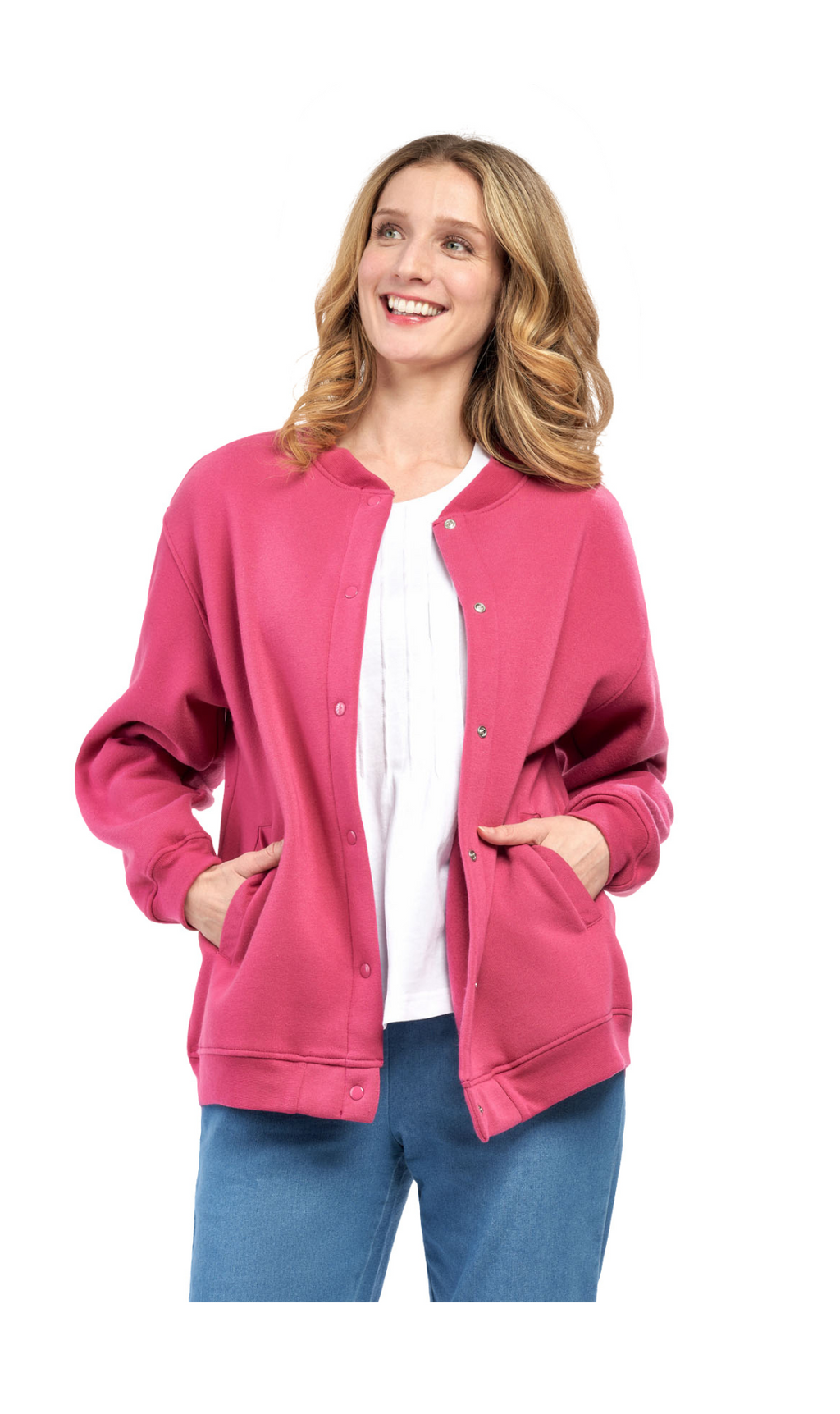 Womens Snap Up Jacket - Soft, Fleecy Lining for Three-Season Comfort
