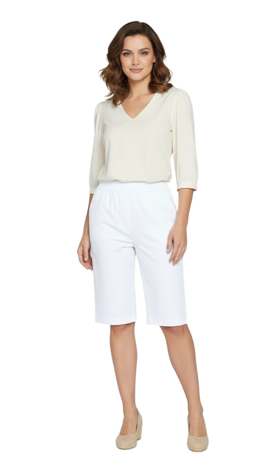 Women's Easy Pull on Bermuda Shorts in Denim and Twill