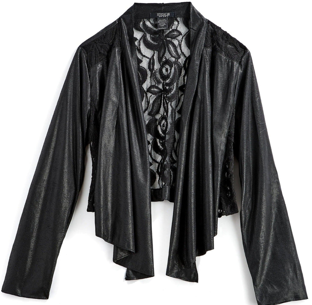 Women's Faux Suede Lace Back Crop Jacket