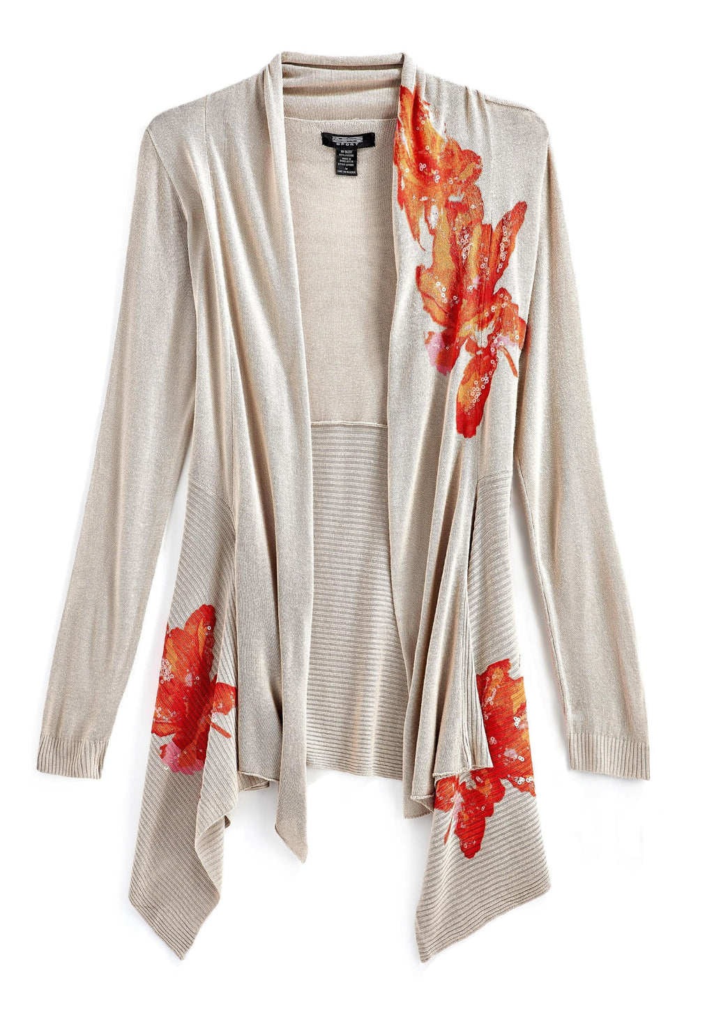 Women's Floral Embellished Open Long Cardigan