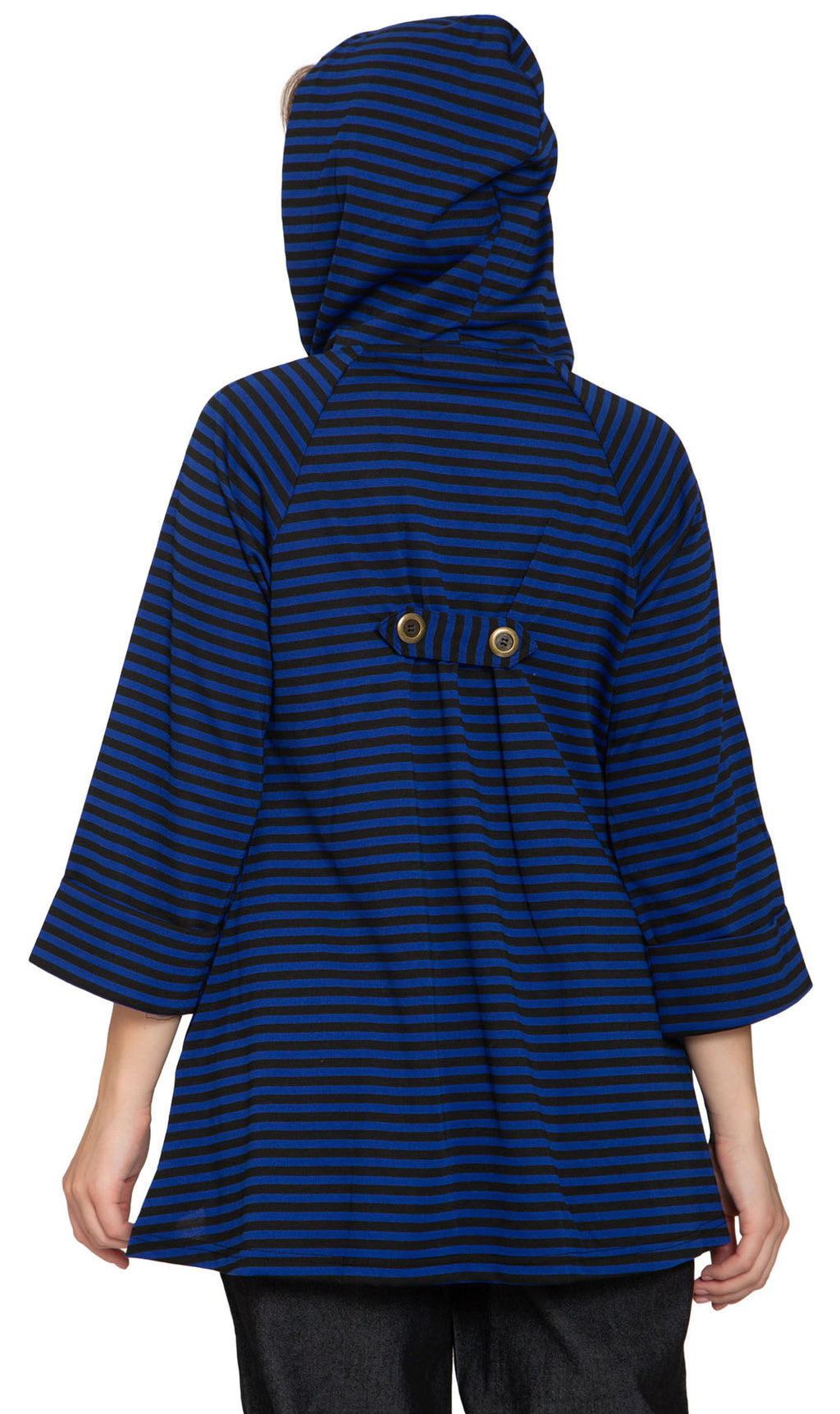 Women's Striped Zip Front High Low Hooded Jacket