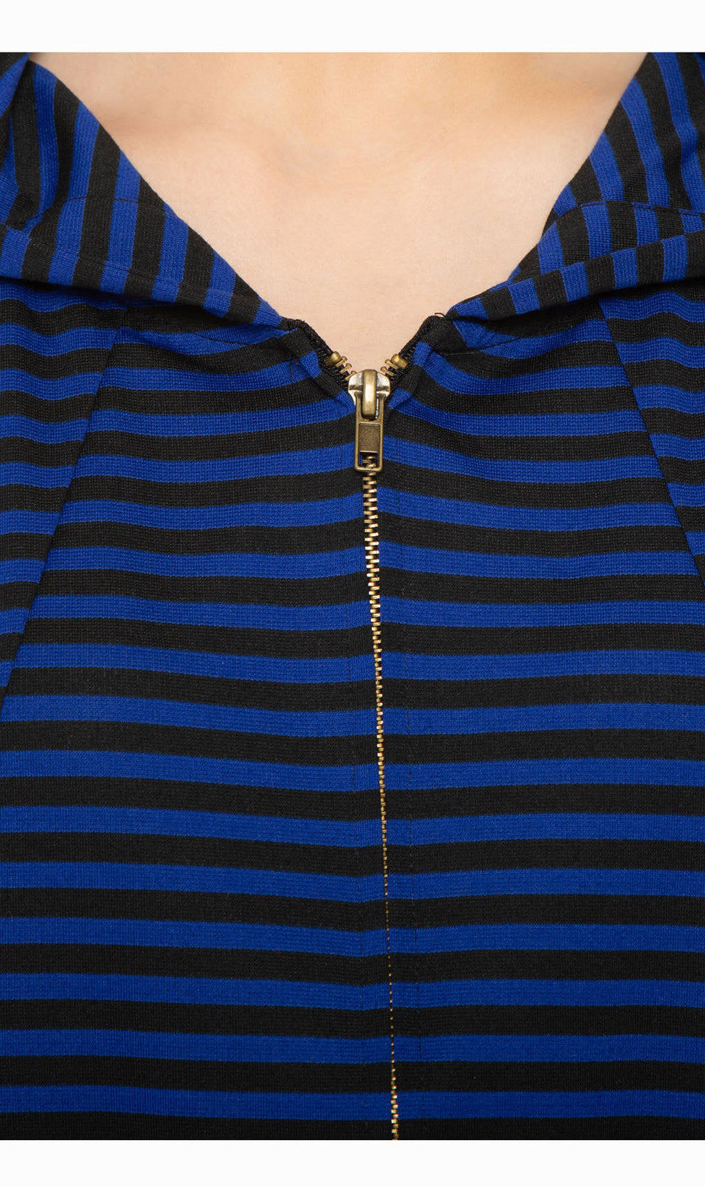 Women's Striped Zip Front High Low Hooded Jacket