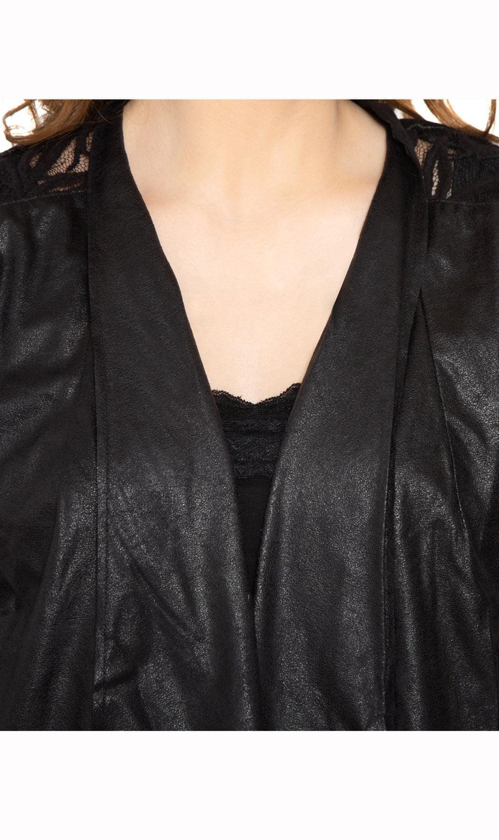 Women's Faux Suede Lace Back Crop Jacket