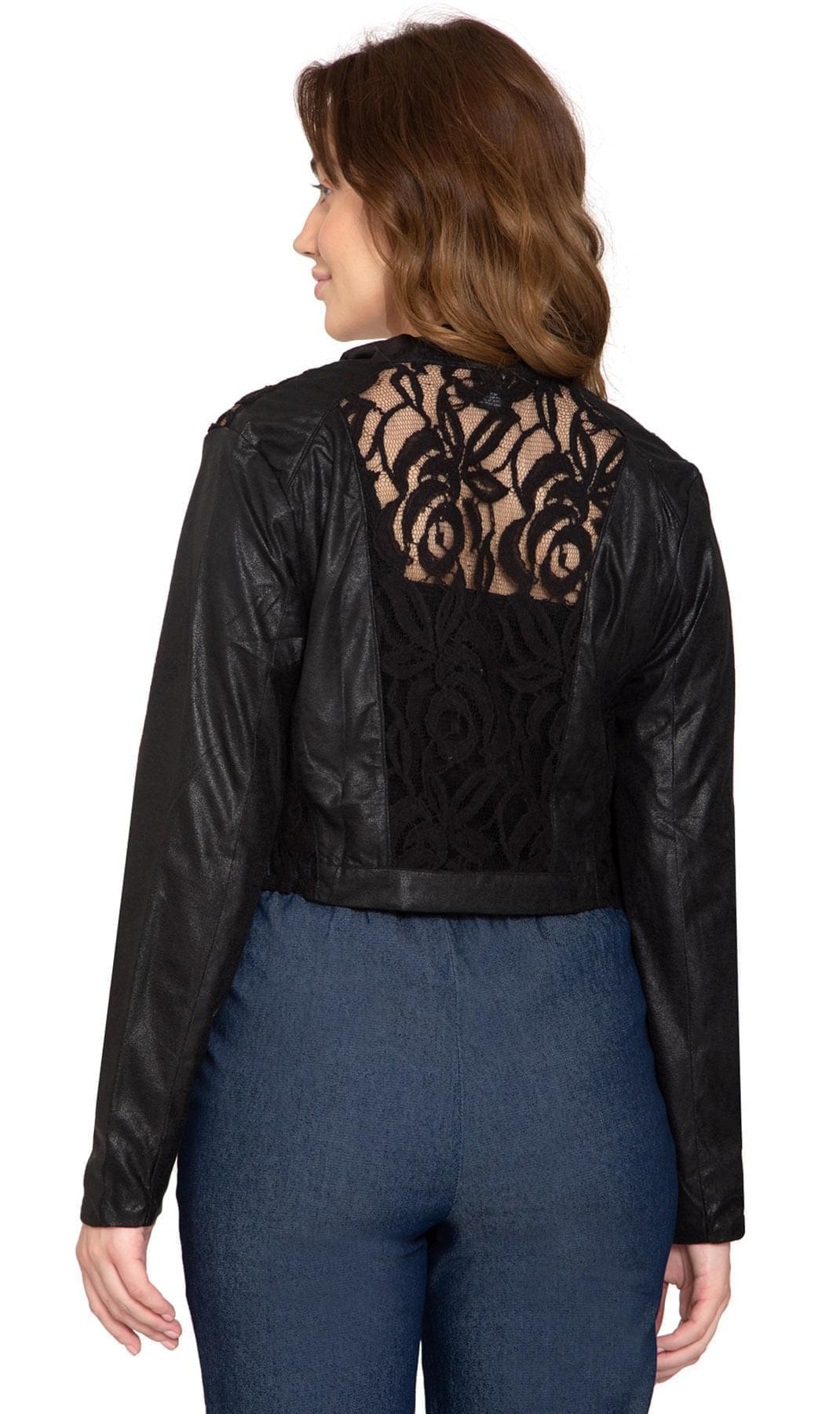 Women's Faux Suede Lace Back Crop Jacket