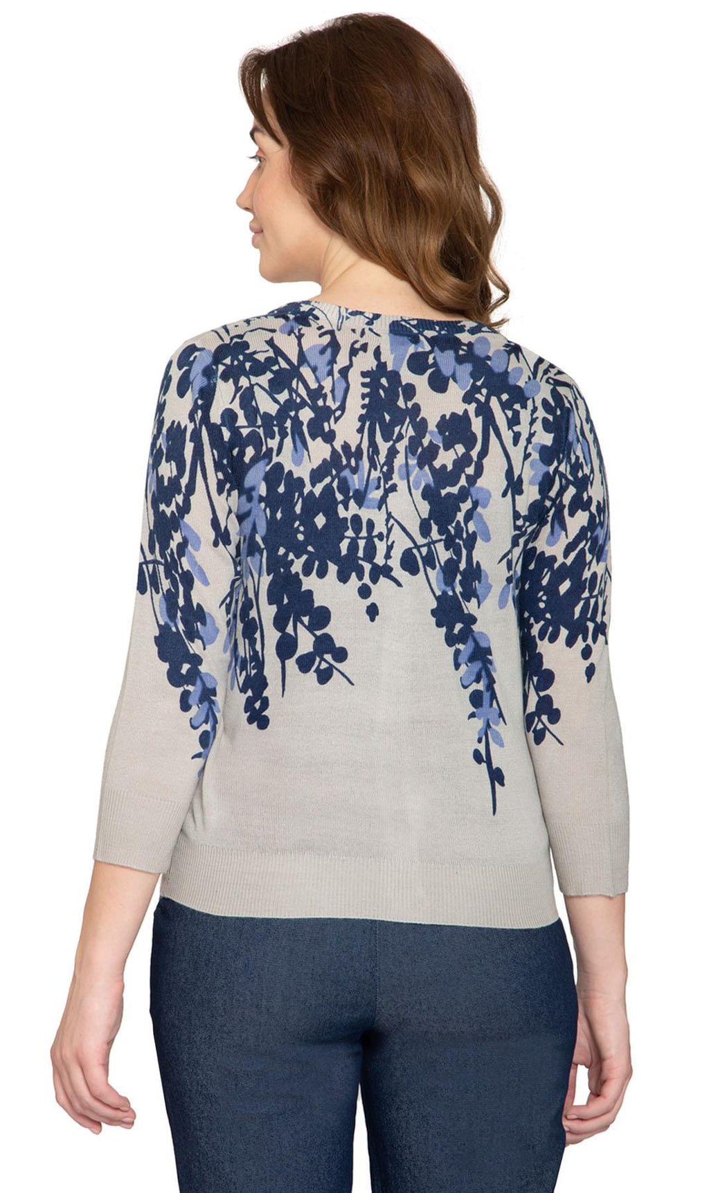 Women's Sleeve Knit Printed And Embellished Cardigan Sweater