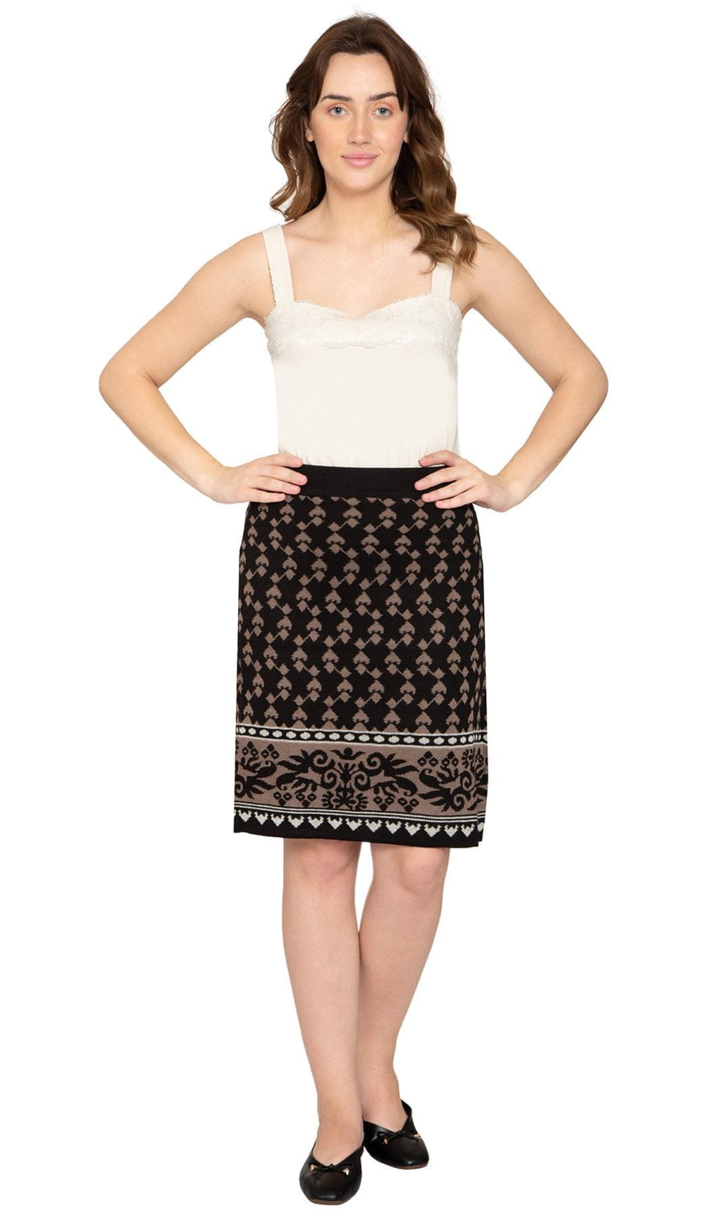 Women's Jacquard Knee Length Sweater Skirt