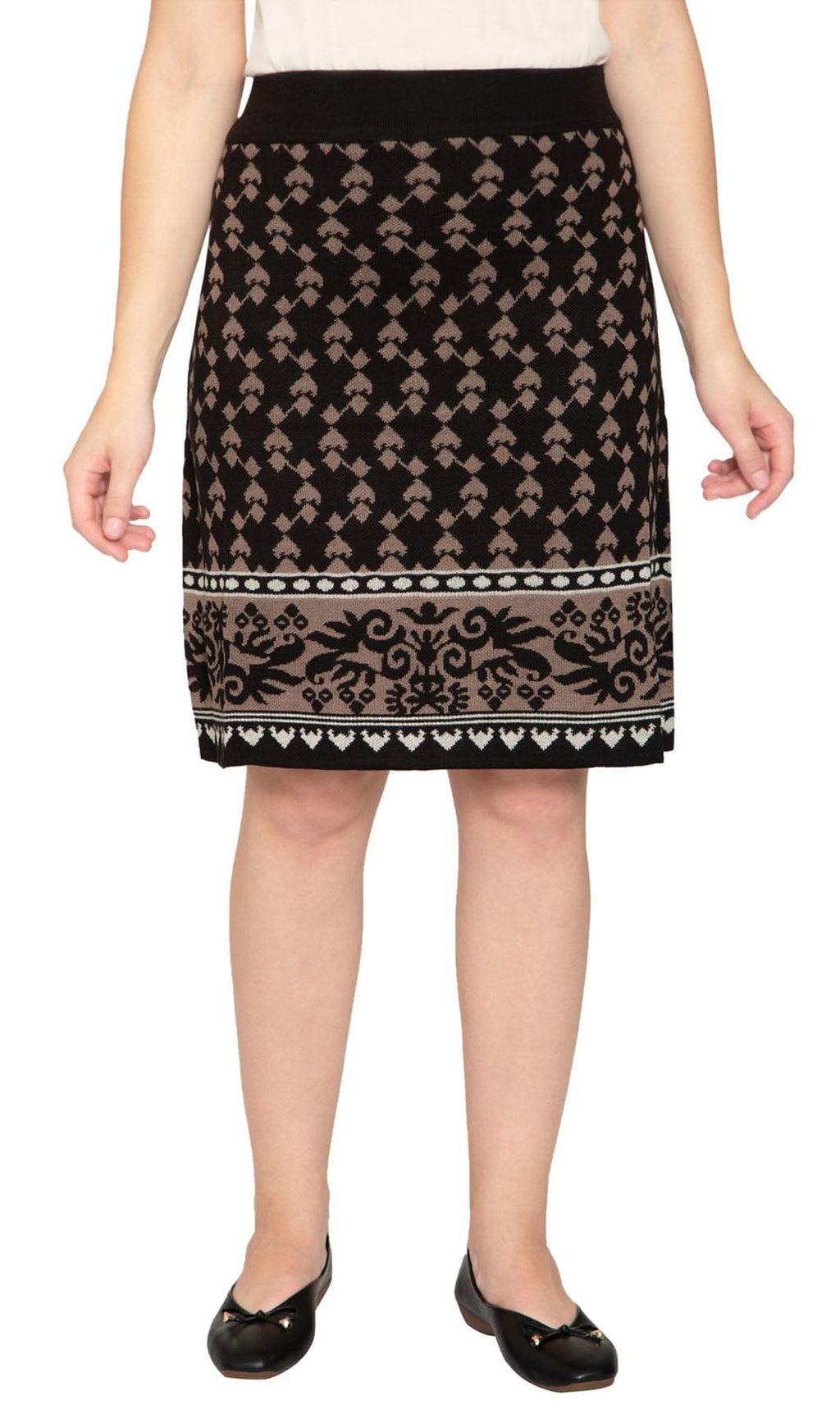 Women's Jacquard Knee Length Sweater Skirt