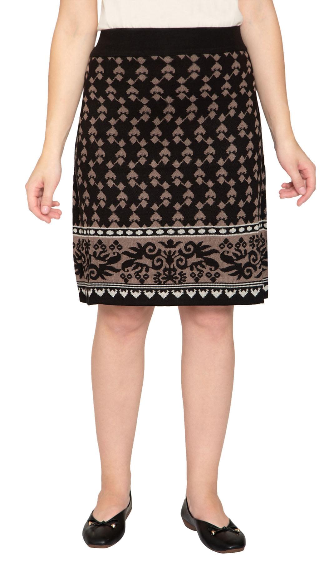 Women's Jacquard Knee Length Sweater Skirt