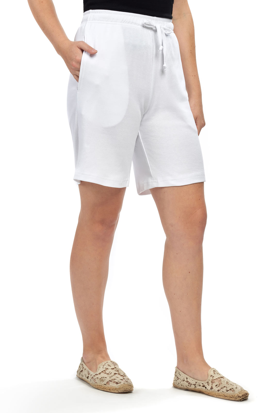 Women's Interlock Knit cotton Shorts with Elastic Waist and Adjustable Drawstring