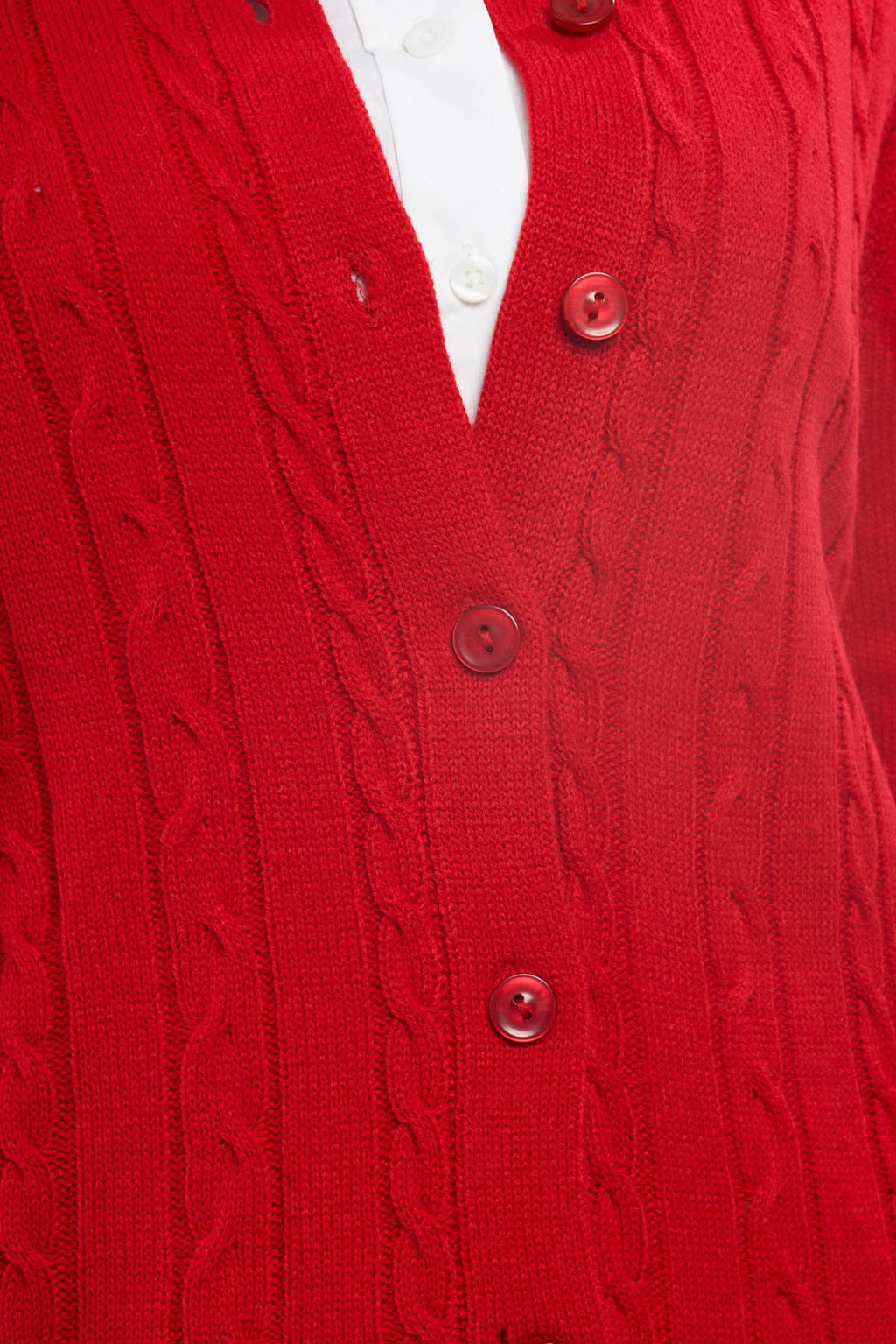 Women's Classic Button Front Cable Knit Cardigan in Soft Acryllic