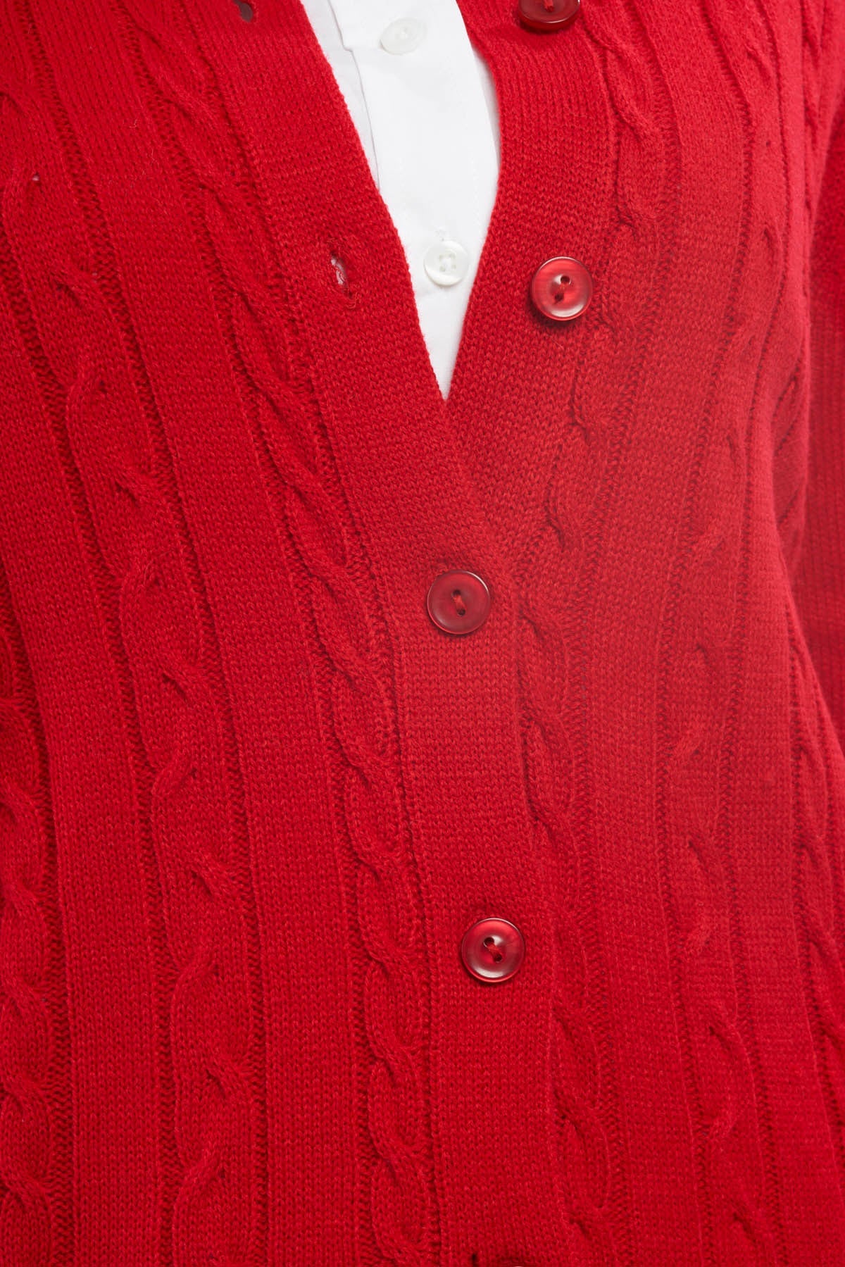 Women's Classic Button Front Cable Knit Cardigan in Soft Acryllic