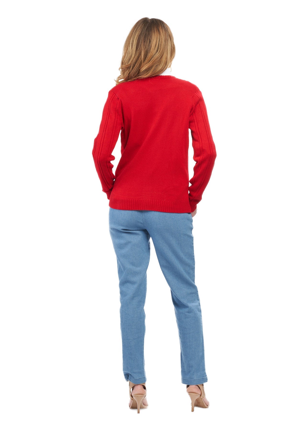 Women's Classic Button Front Cable Knit Cardigan in Soft Acryllic