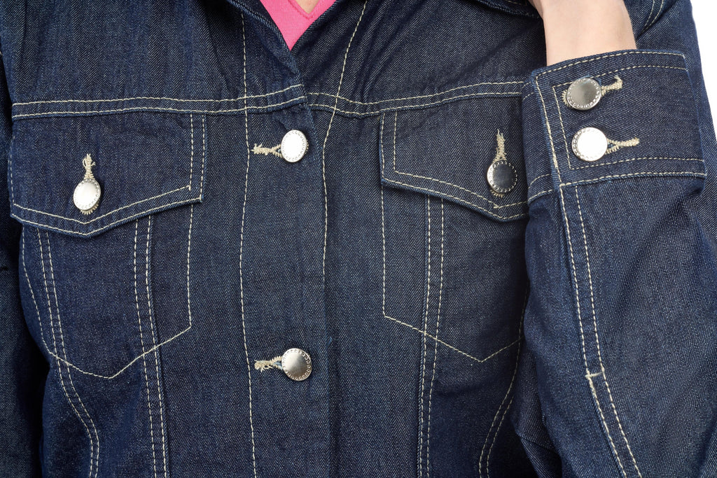 Women's Button Front Classic Denim Jacket with front pocket