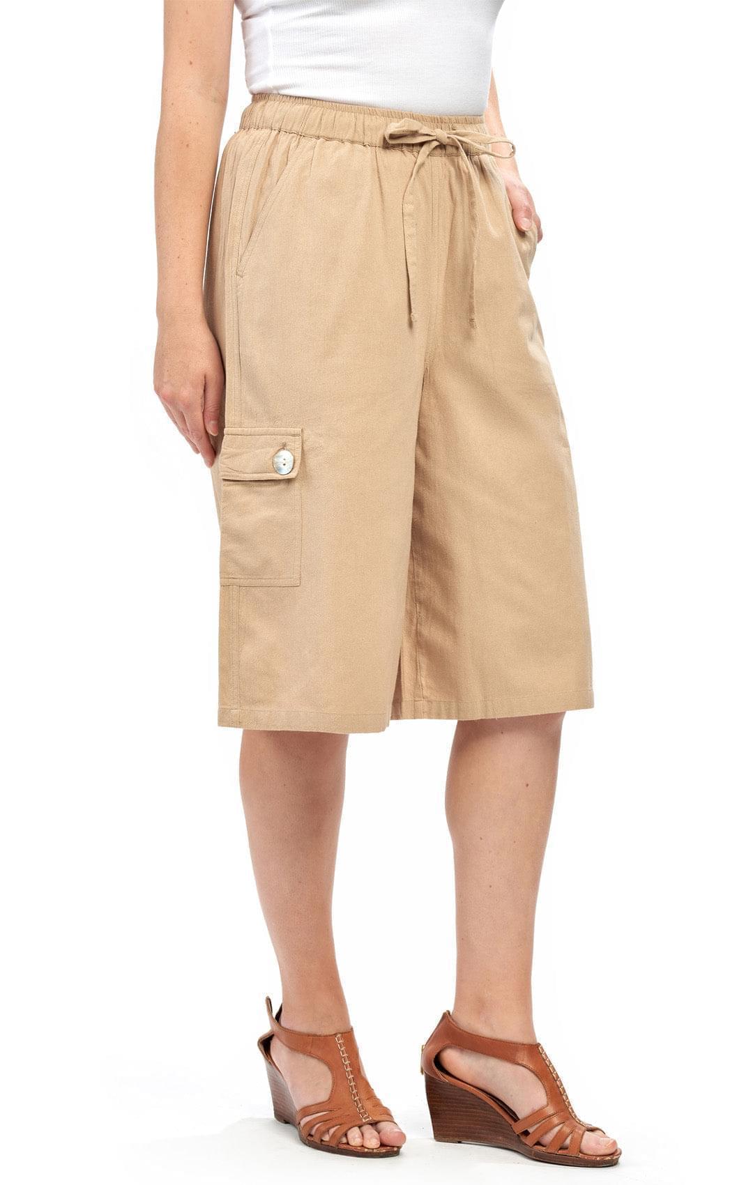 Women's 100% Calcutta Cotton Split Skirt Culottes with Cargo Pockets