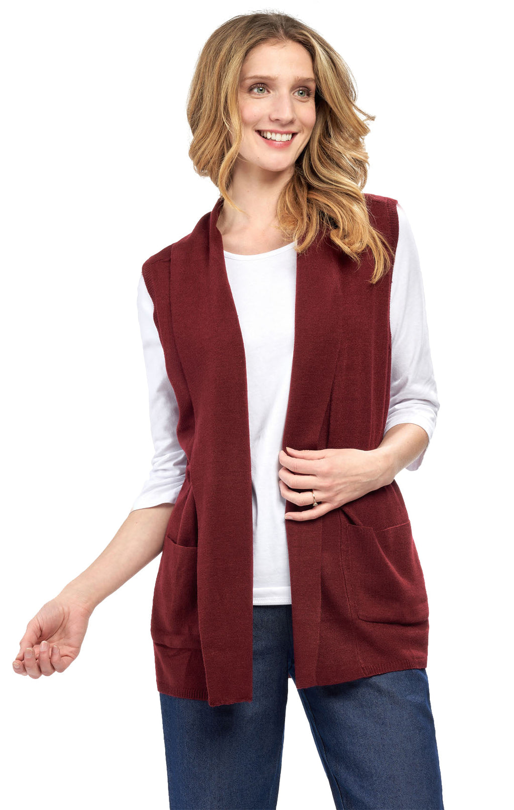 Women's Long Sleeveless Open Front Soft Shawl Collar Vest