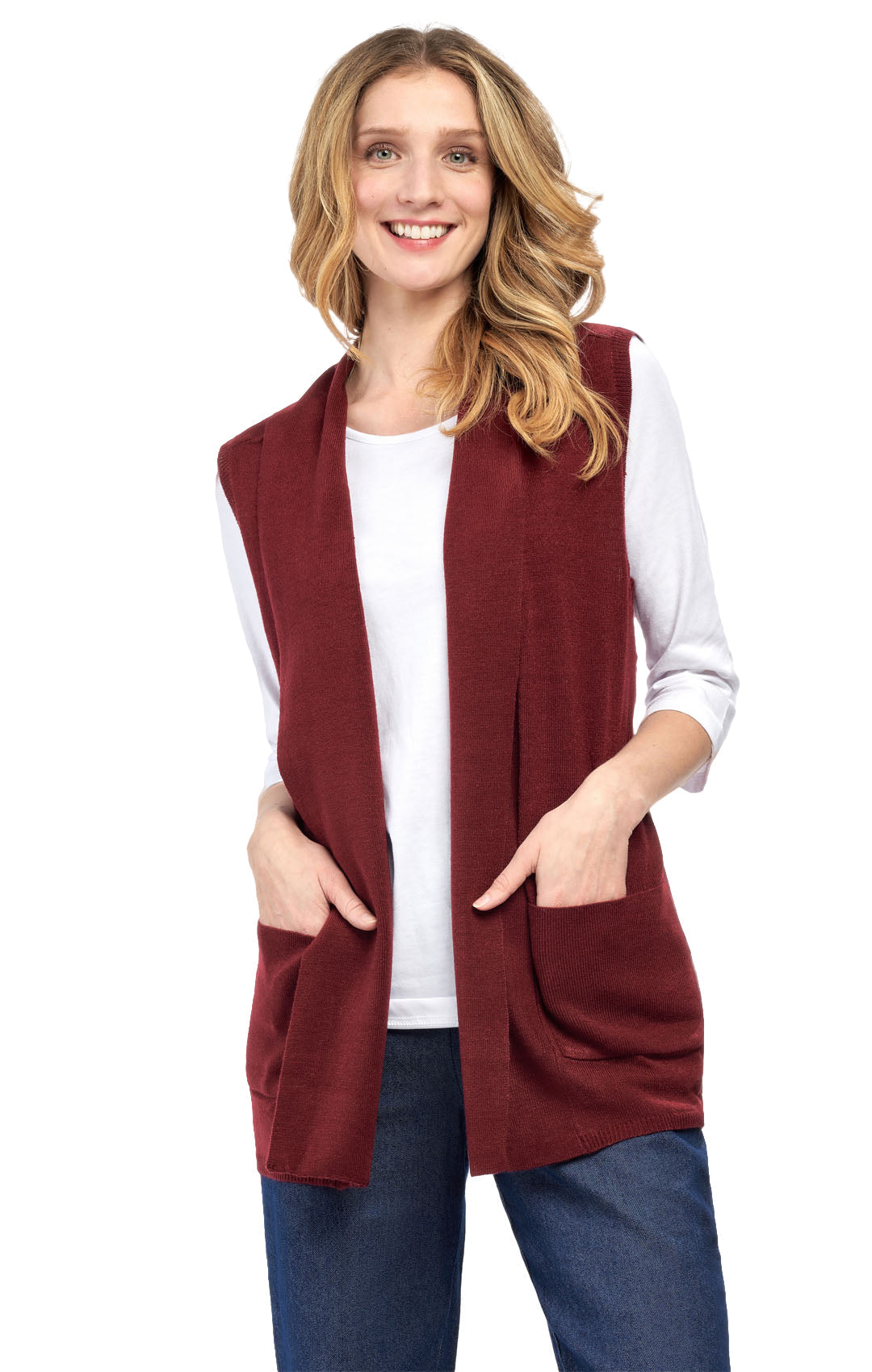 Women's Long Sleeveless Open Front Soft Shawl Collar Vest